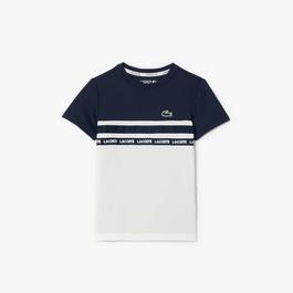 Lacoste Ultra Dry Logo Stripe Piqué Tennis T Shirt Junior