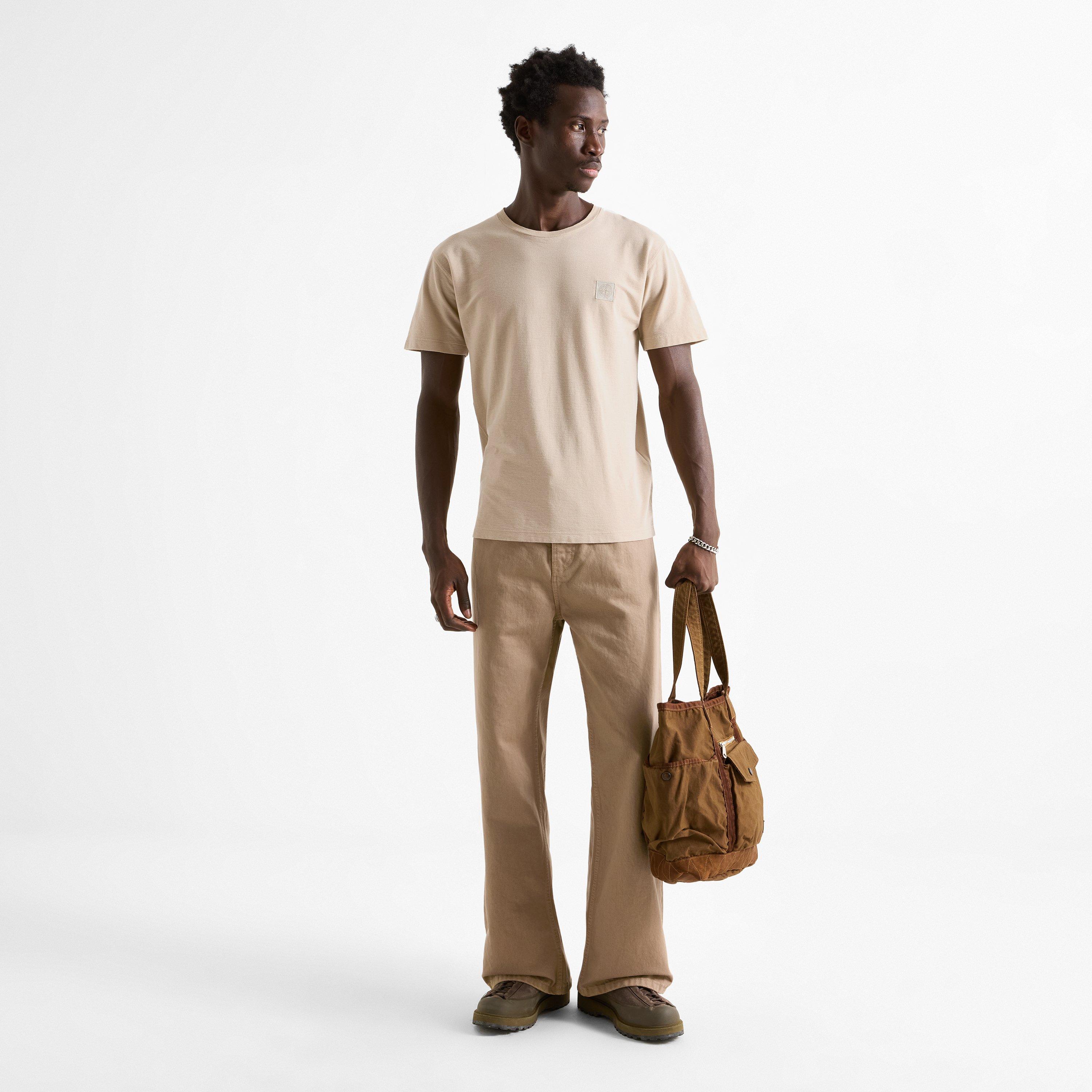 Beige V0090 - Stone Island - Men's GH Cotton Short-Sleeve Crew-Neck T-Shirt - 6