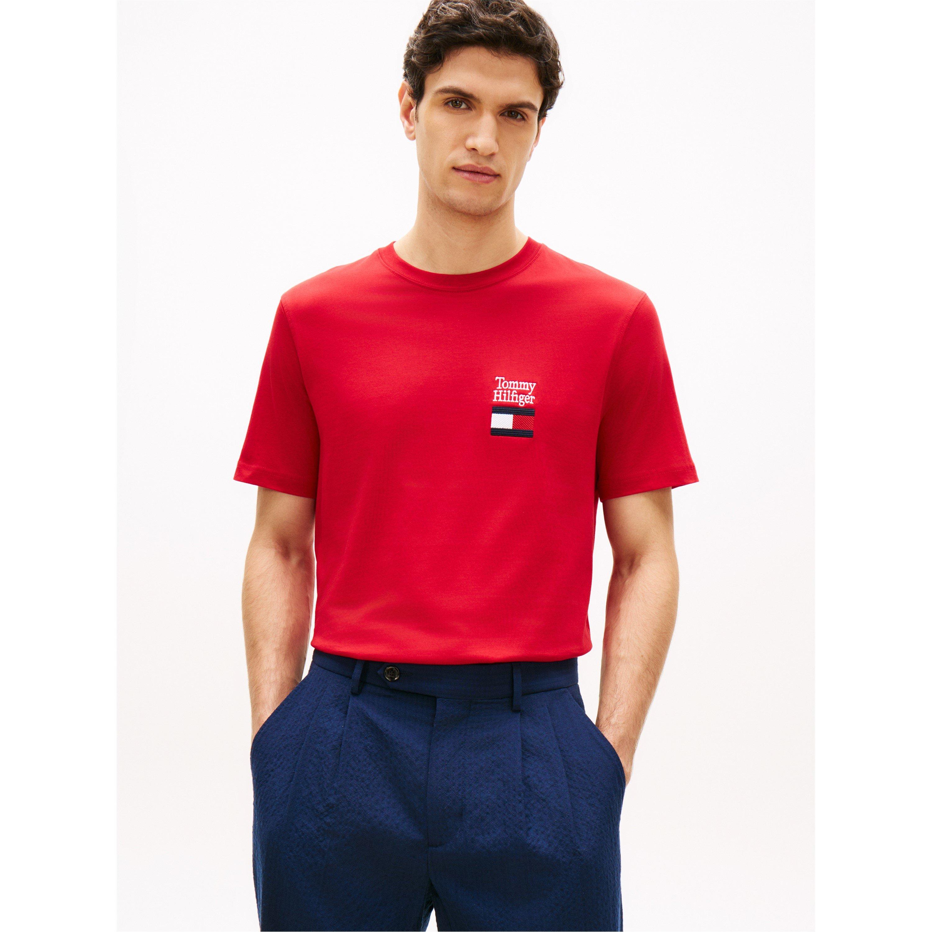 Medium Red - Tommy Hilfiger - Tommy Stack Flag Tee Sn62 - 2