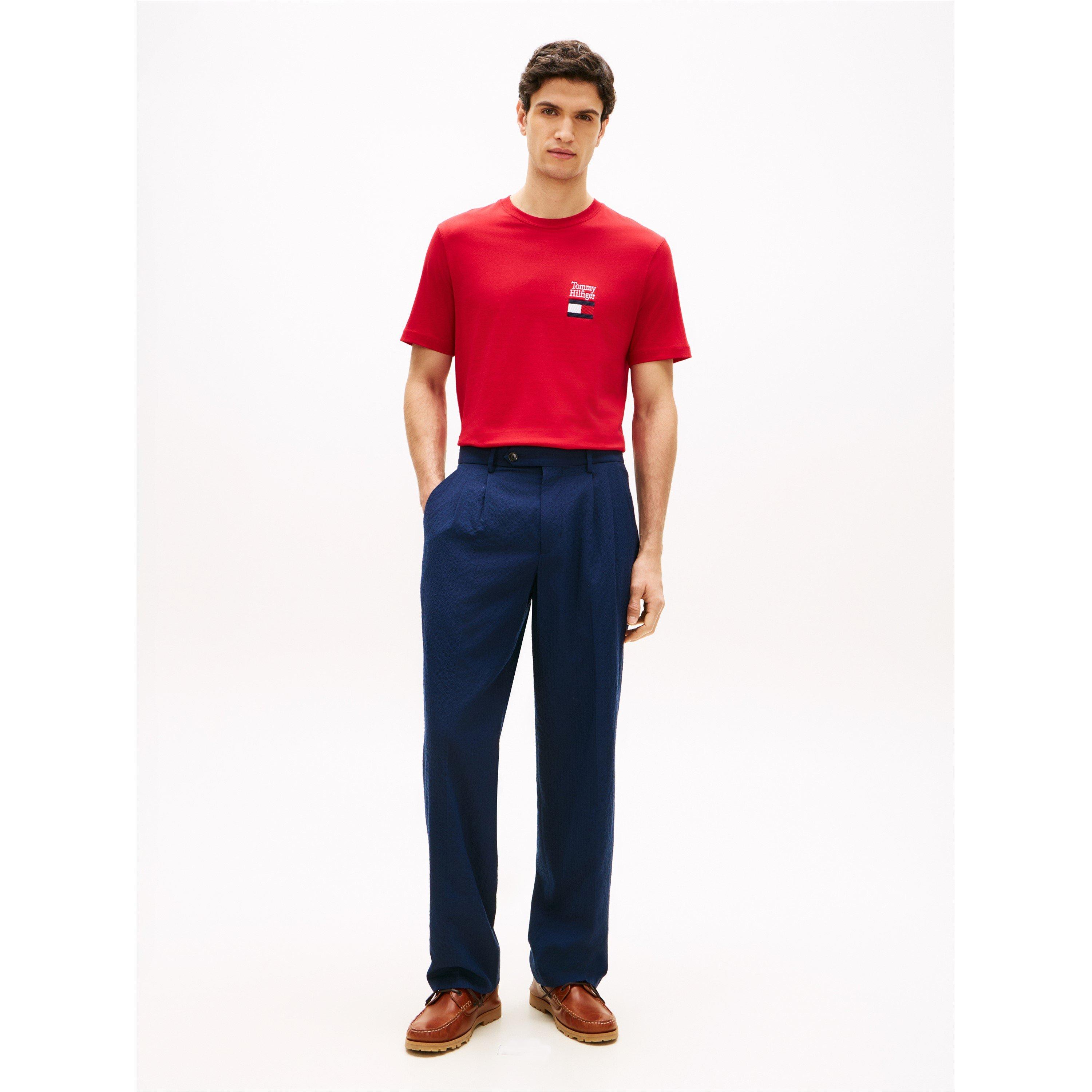 Medium Red - Tommy Hilfiger - Tommy Stack Flag Tee Sn62 - 4