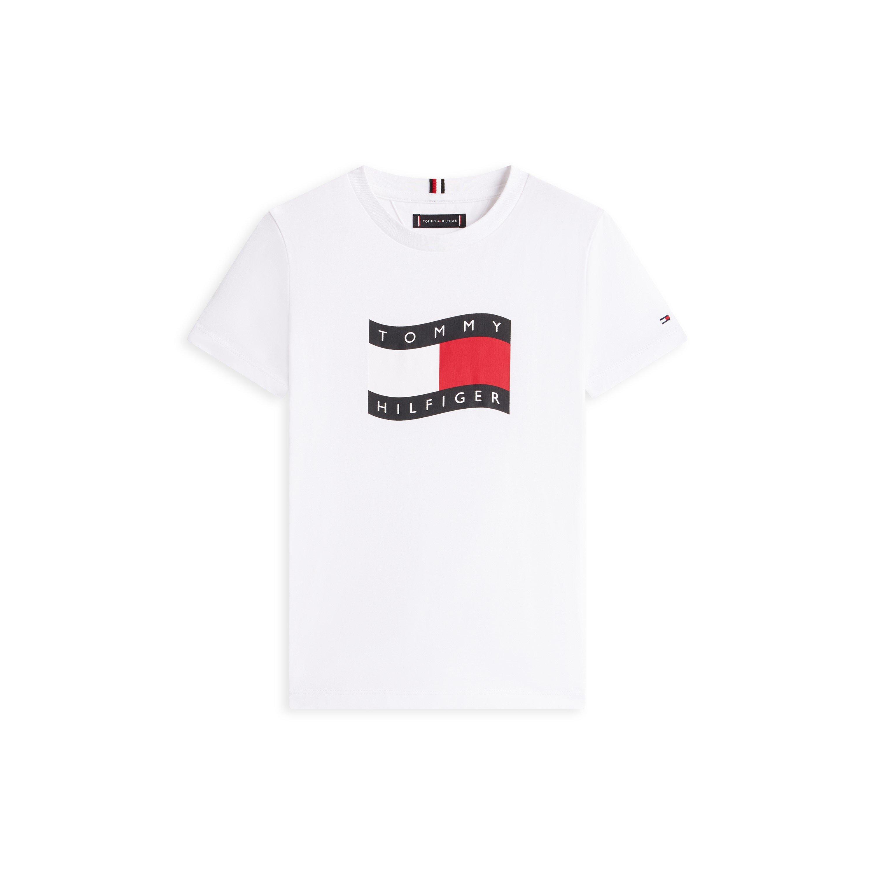 Weißes YBR - Tommy Hilfiger - Tommy Wavy Flag Tee Jn62 - 1