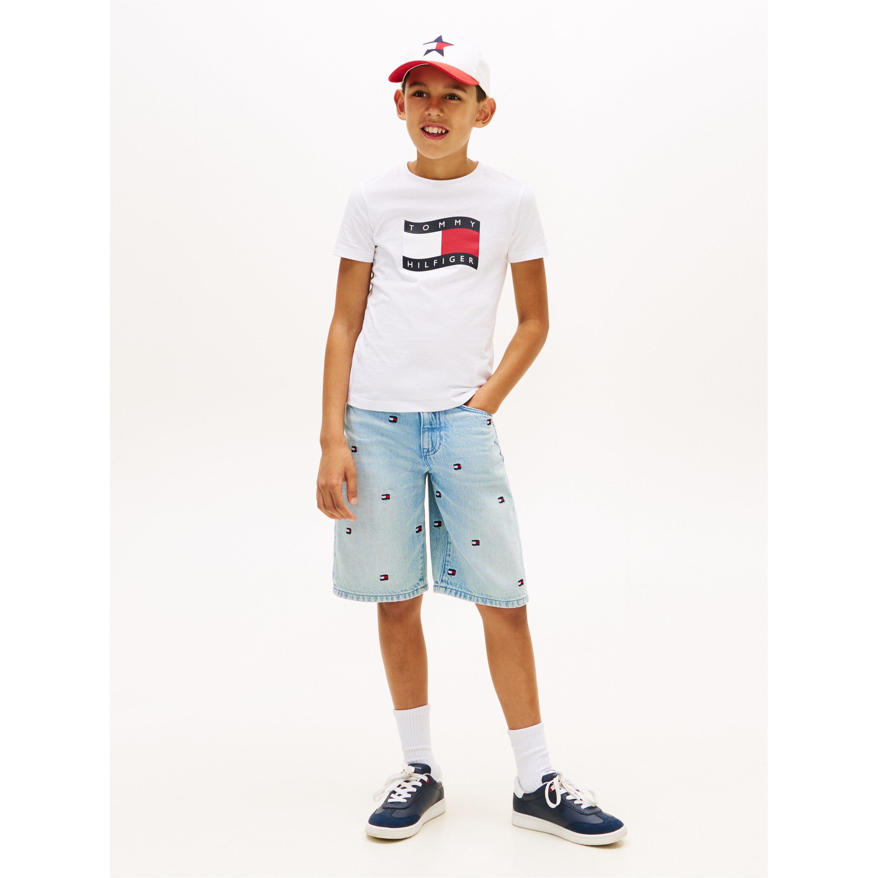 Weißes YBR - Tommy Hilfiger - Tommy Wavy Flag Tee Jn62 - 4