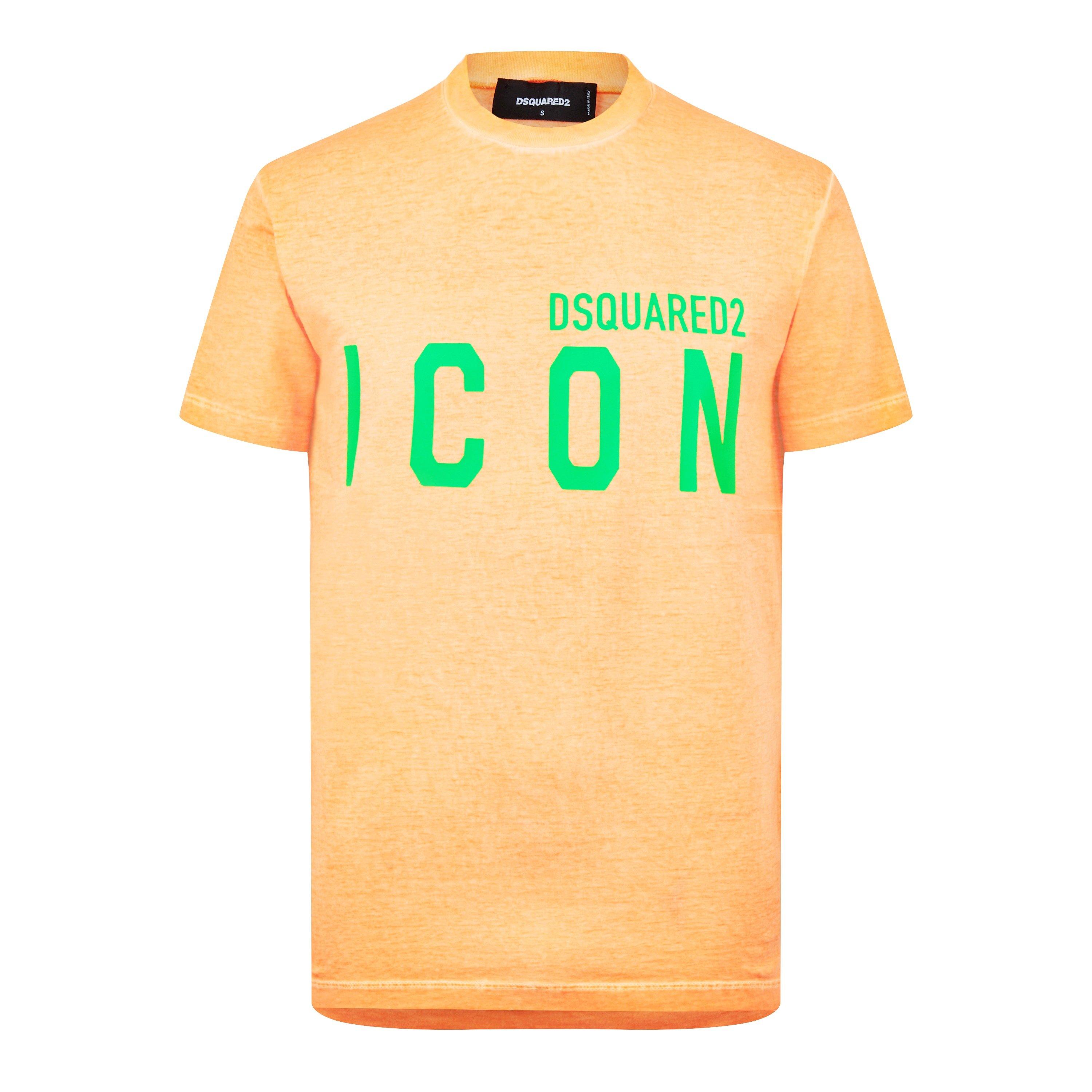 関税送料込【DSQUARED2】ICONロゴ Tシャツ オレンジ/グリーン DSquared2 | Be Icon Cool T-Shirt | Regular Fit T-Shirts