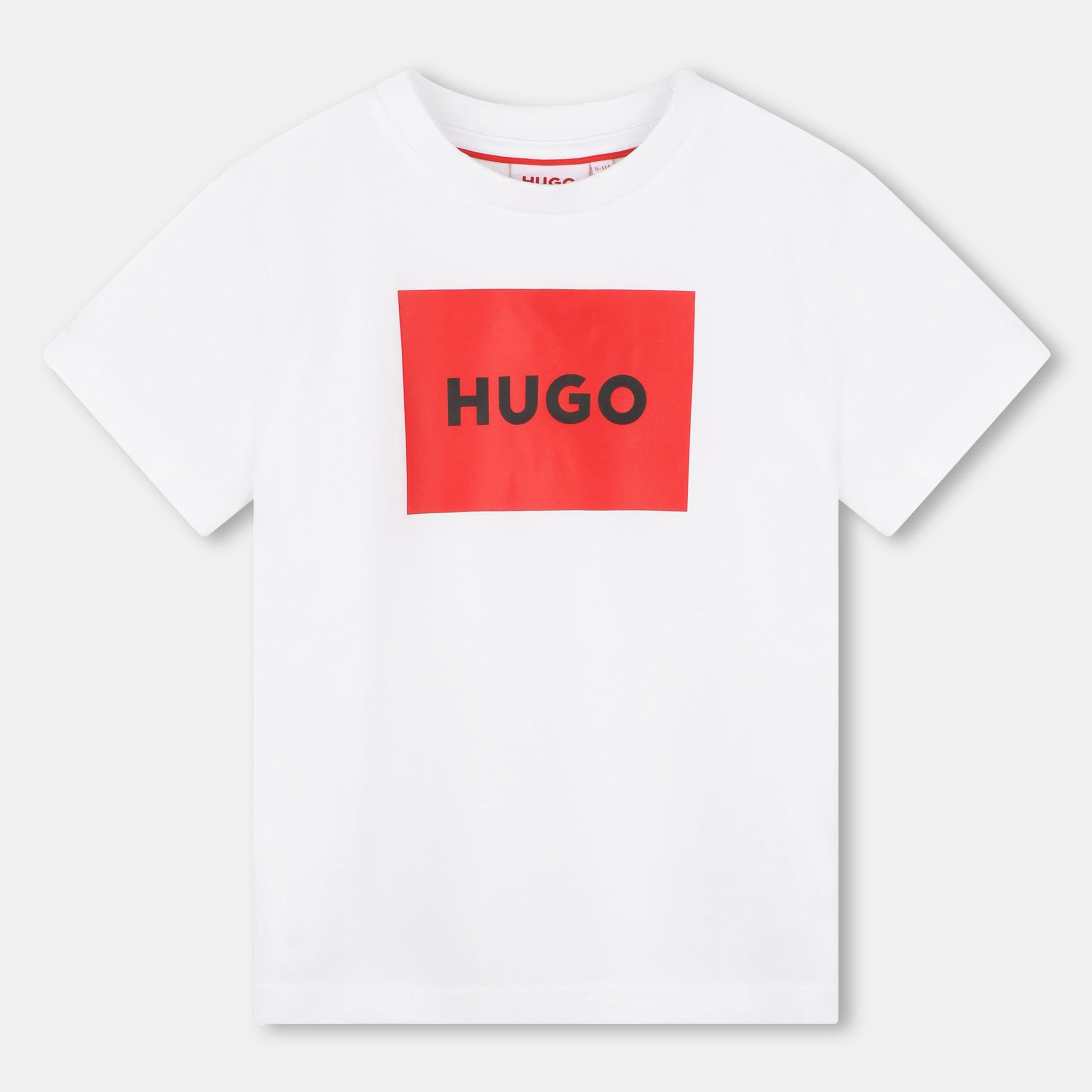 Hugo  Kids Big Logo Cotton Short Sleeve T-Shirt - White 10P - 14Y