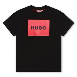 Hugo Cotton Large Box Logo T Shirt Juniors