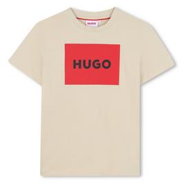 Hugo Cotton Large Box Logo T Shirt Juniors