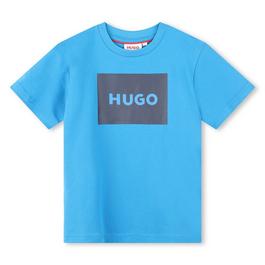 Hugo Cotton Large Box Logo T Shirt Juniors