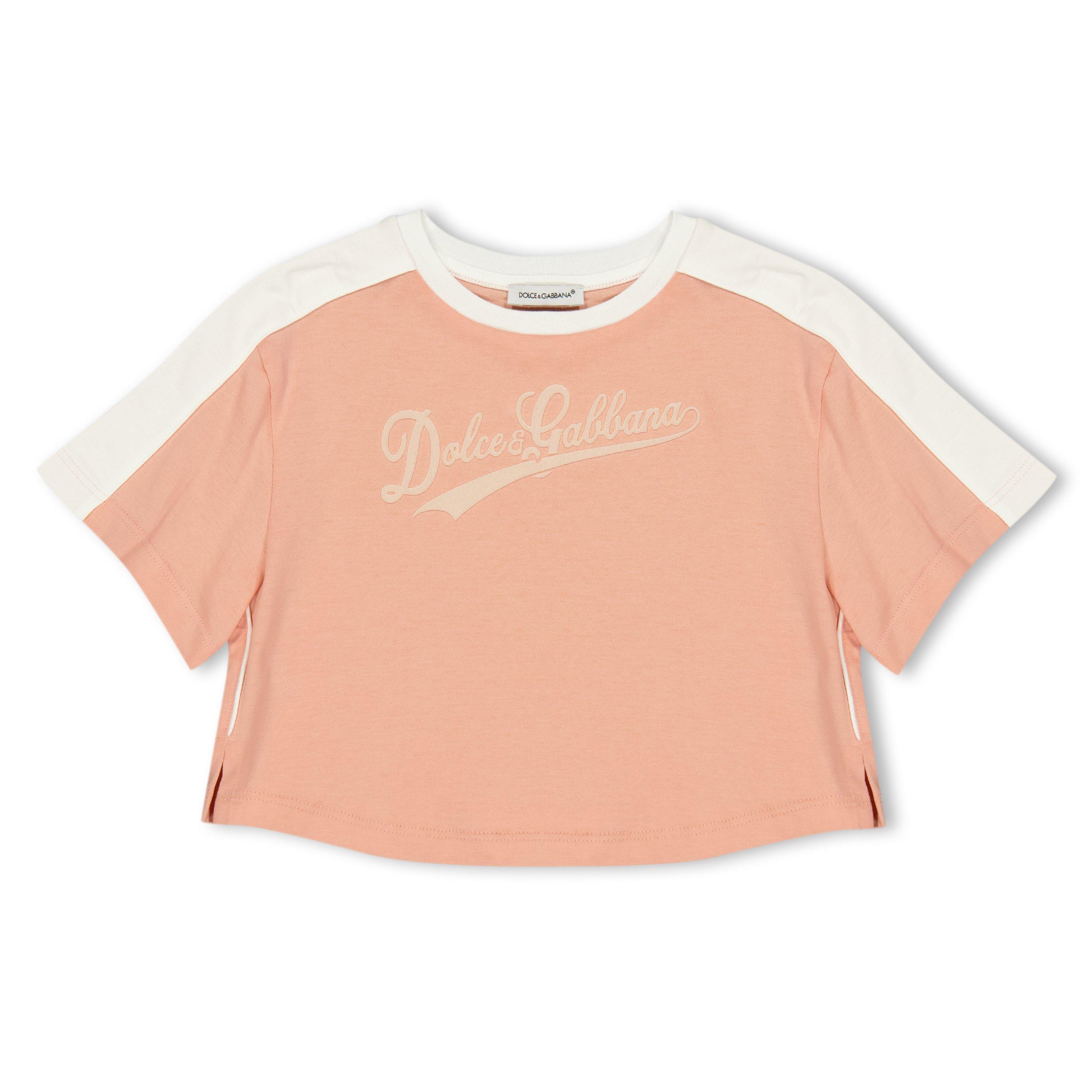 Dolce and Gabbana DG Lgo T-Shirt Jn61 - Pink F0079 - Size 10Y