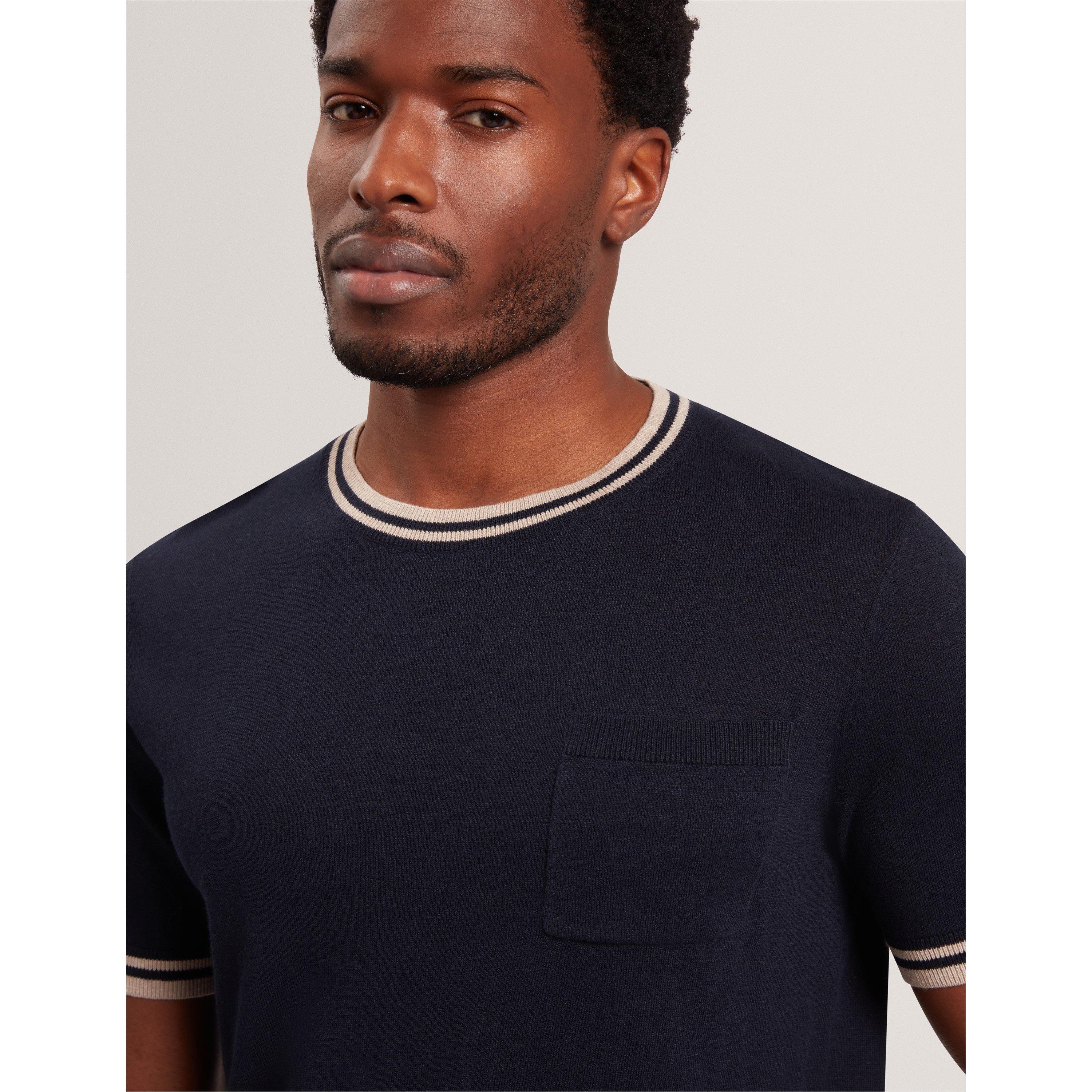 Navy - Ted Baker - Ted SS Linen Blend T Sn62 - 4