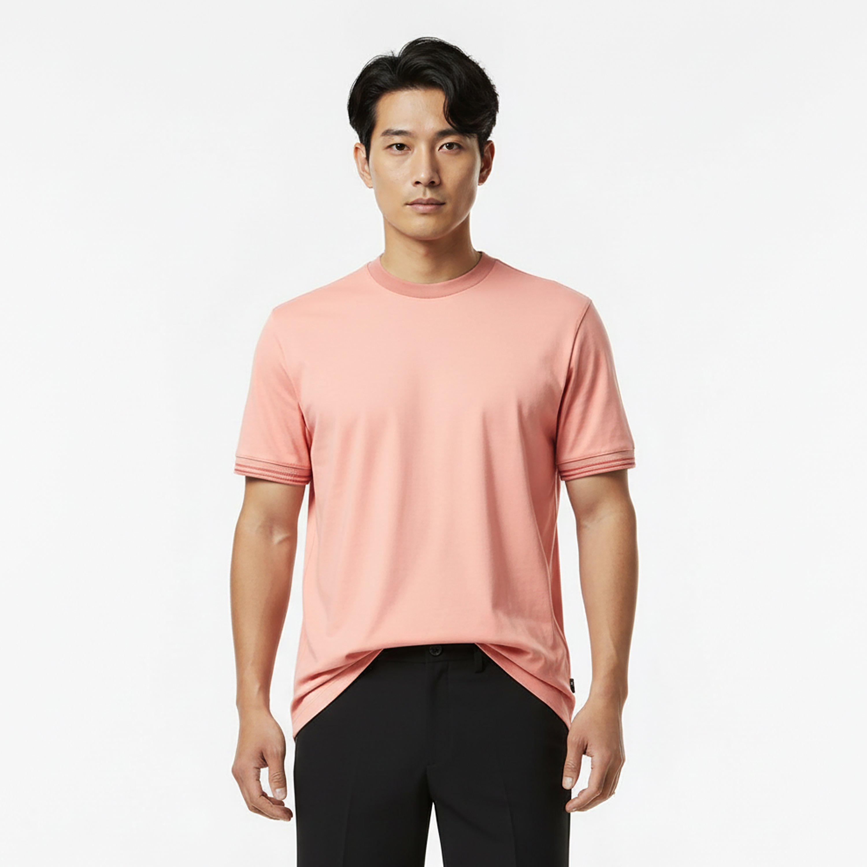 Light Pink 686 - Boss - Mens BOSS BLACK Tessler Short Sleeve Cotton T-Shirt - Regular Fit - 3