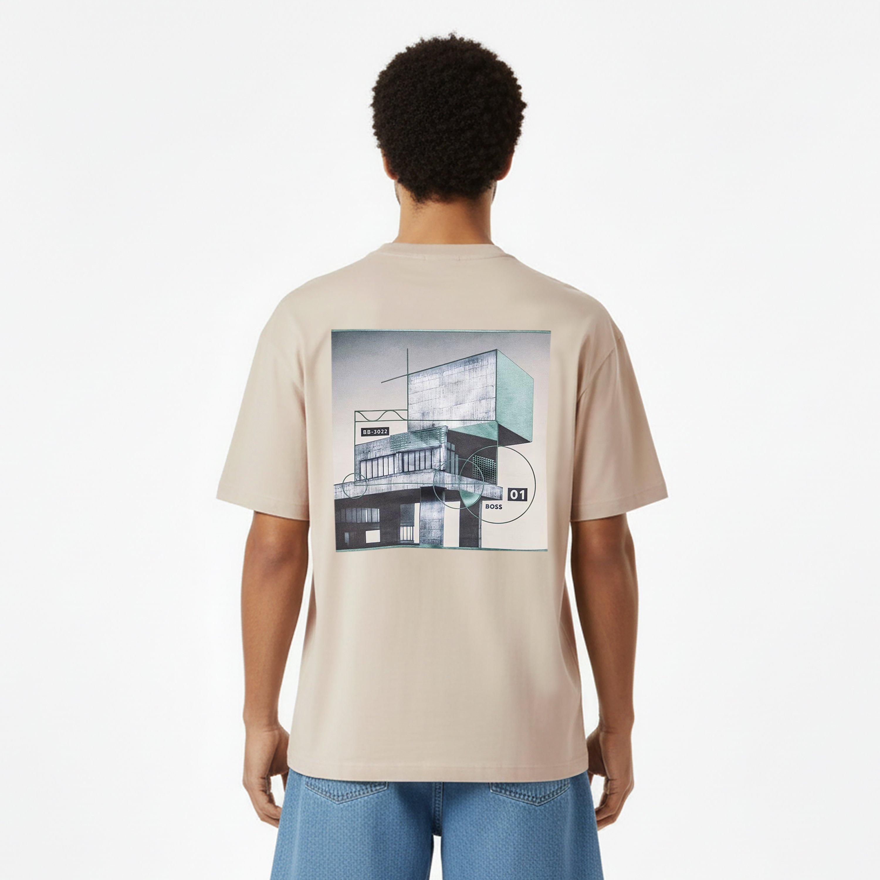 Light Grey 070 - Boss - BOSS ORANGE Cotton-jersey T-shirt with Printed Brutalism Artwork - 4