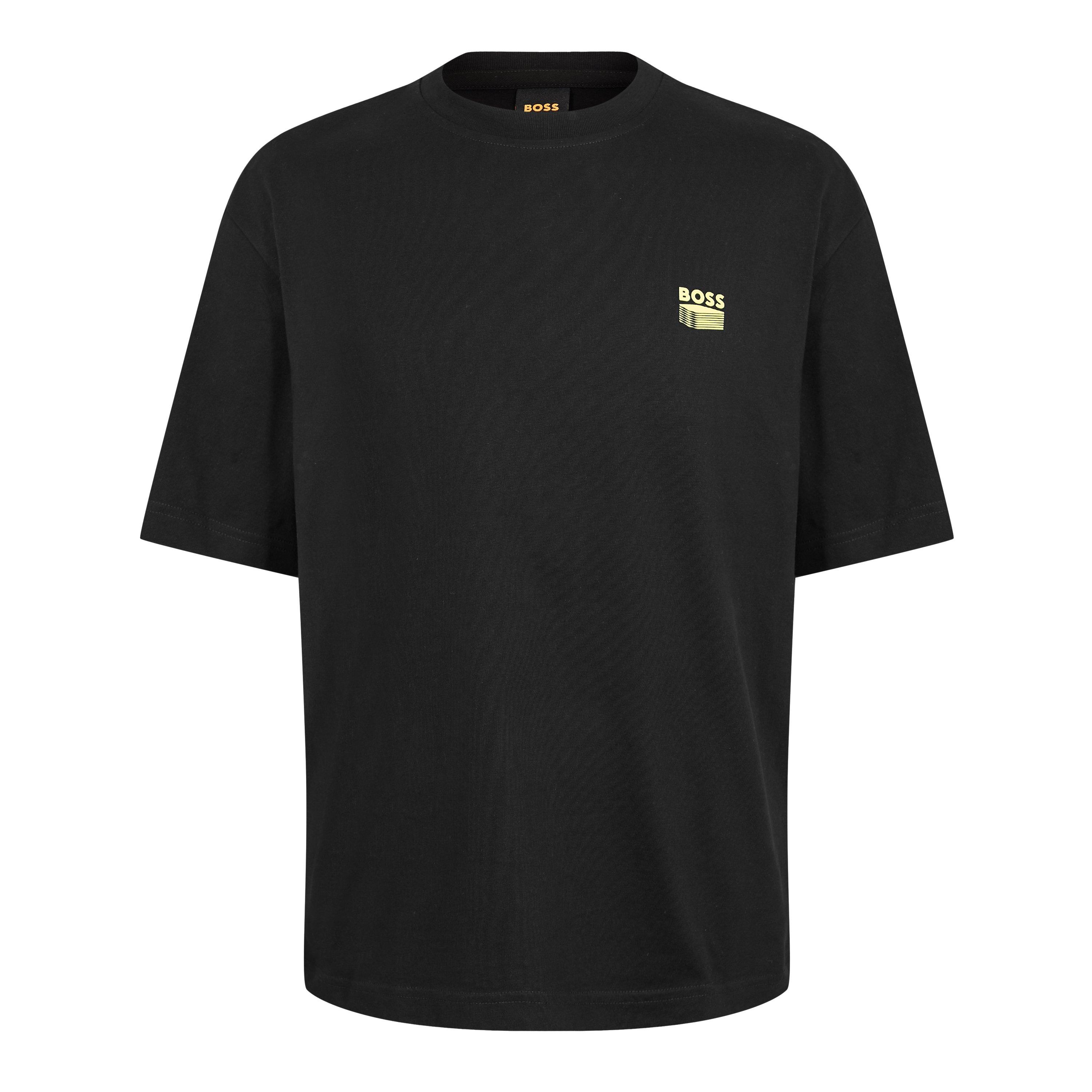 Boss Men's Orange Cotton-Jersey T-Shirt With Printed Brutalism Artwork - Black 001 - M