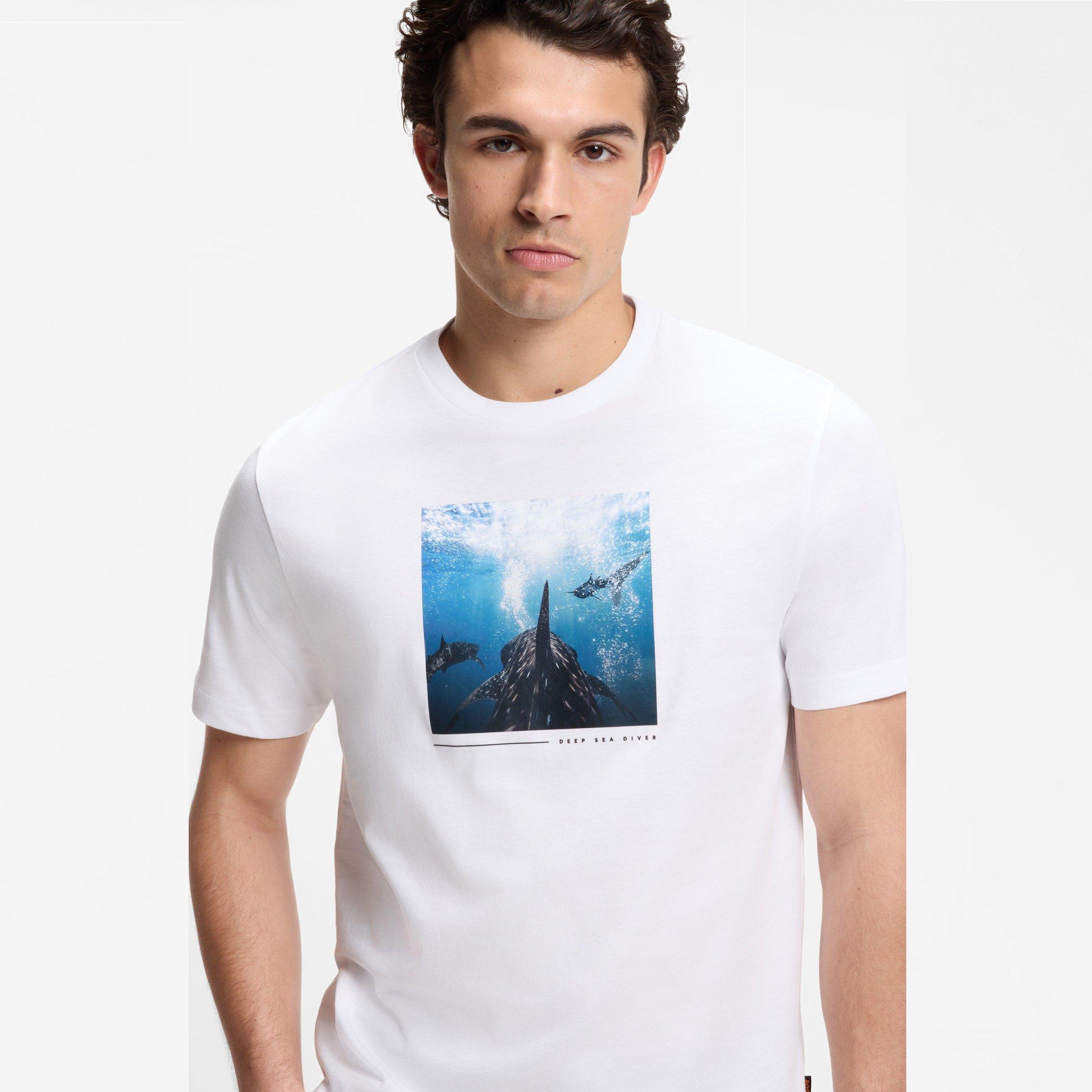 White 101 - Boss - Mens BOSS ORANGE Graphic Creature Short Sleeve T-Shirt - 4