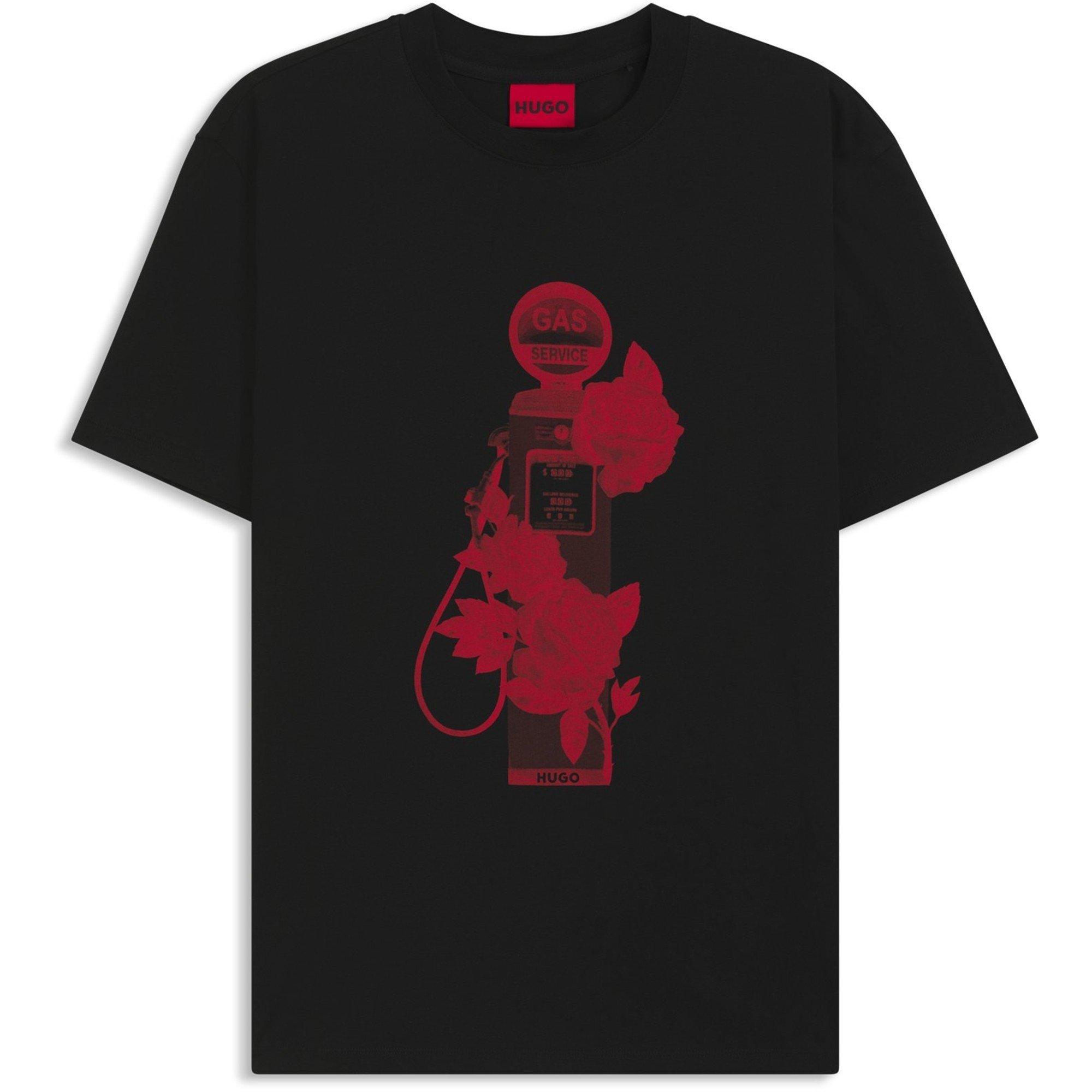 Hugo Mens HUGO Dikerd Short Sleeve T-Shirt with Artwork Detail - Black 001 - XL