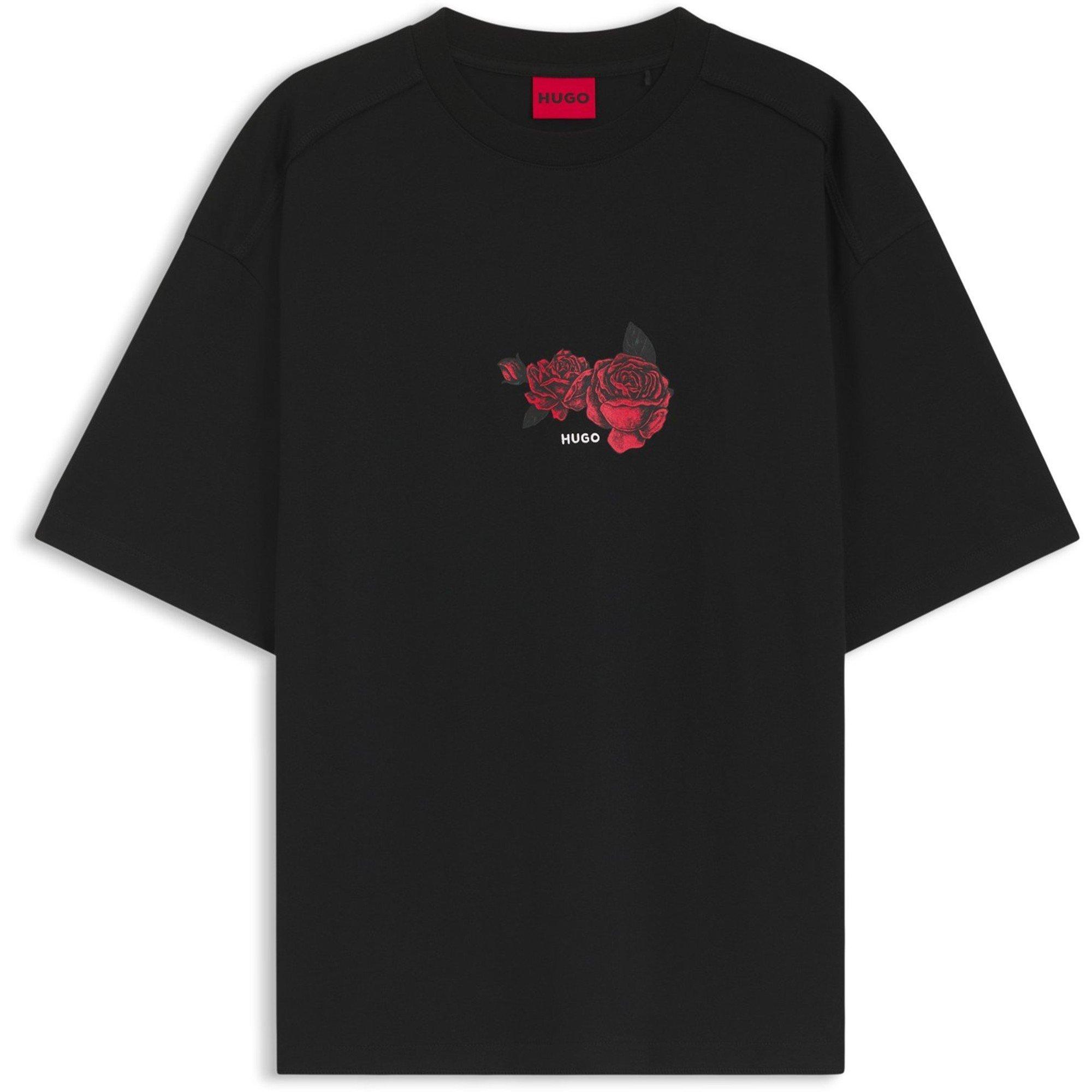 Hugo Mens HUGO Domans Short Sleeve T-Shirt with Artwork Detail - Black 001 - XL