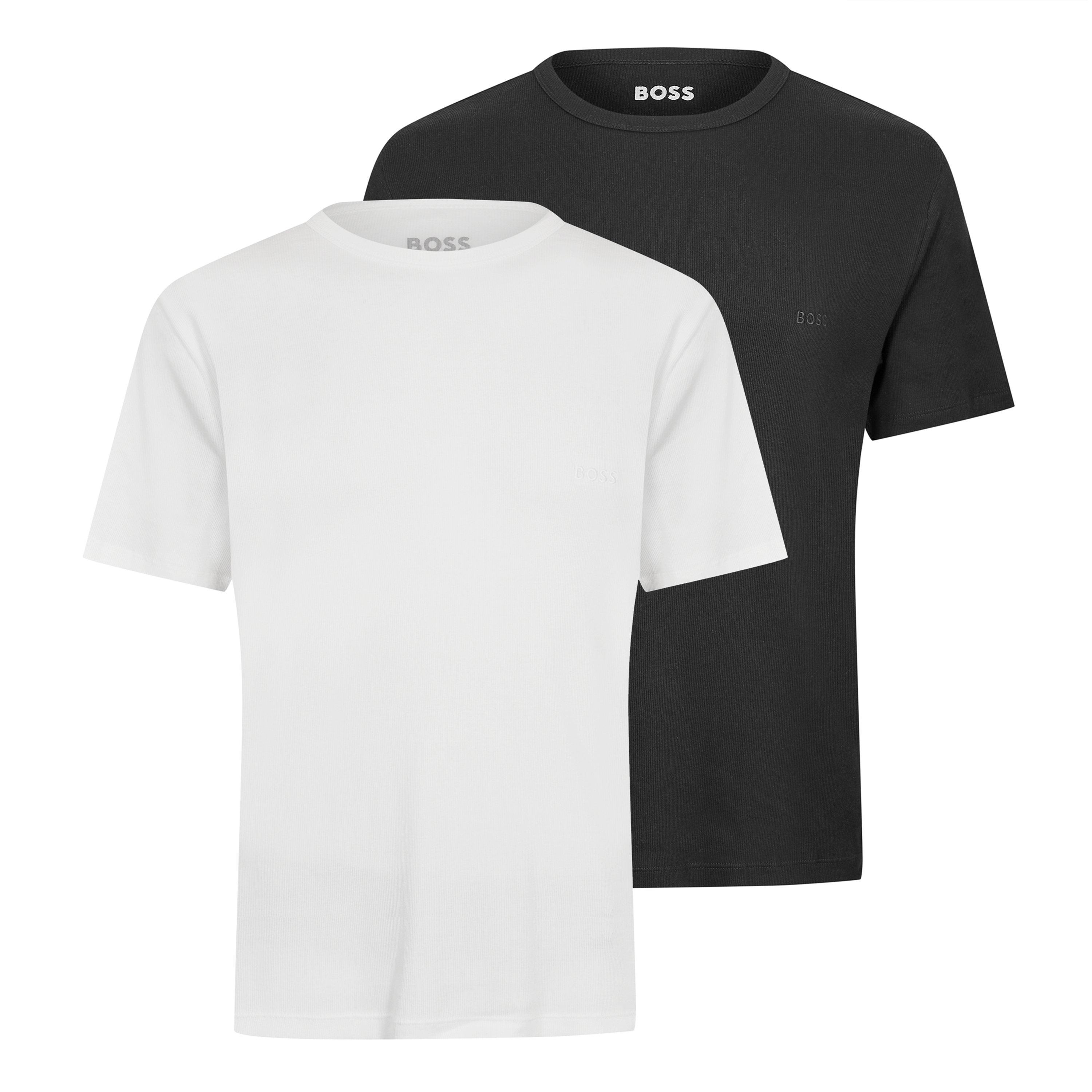 Wht/Blk 980 - Boss - Mens BOSS Bodywear 2 Pack Short Sleeve T-Shirts with Logo Detail - 1