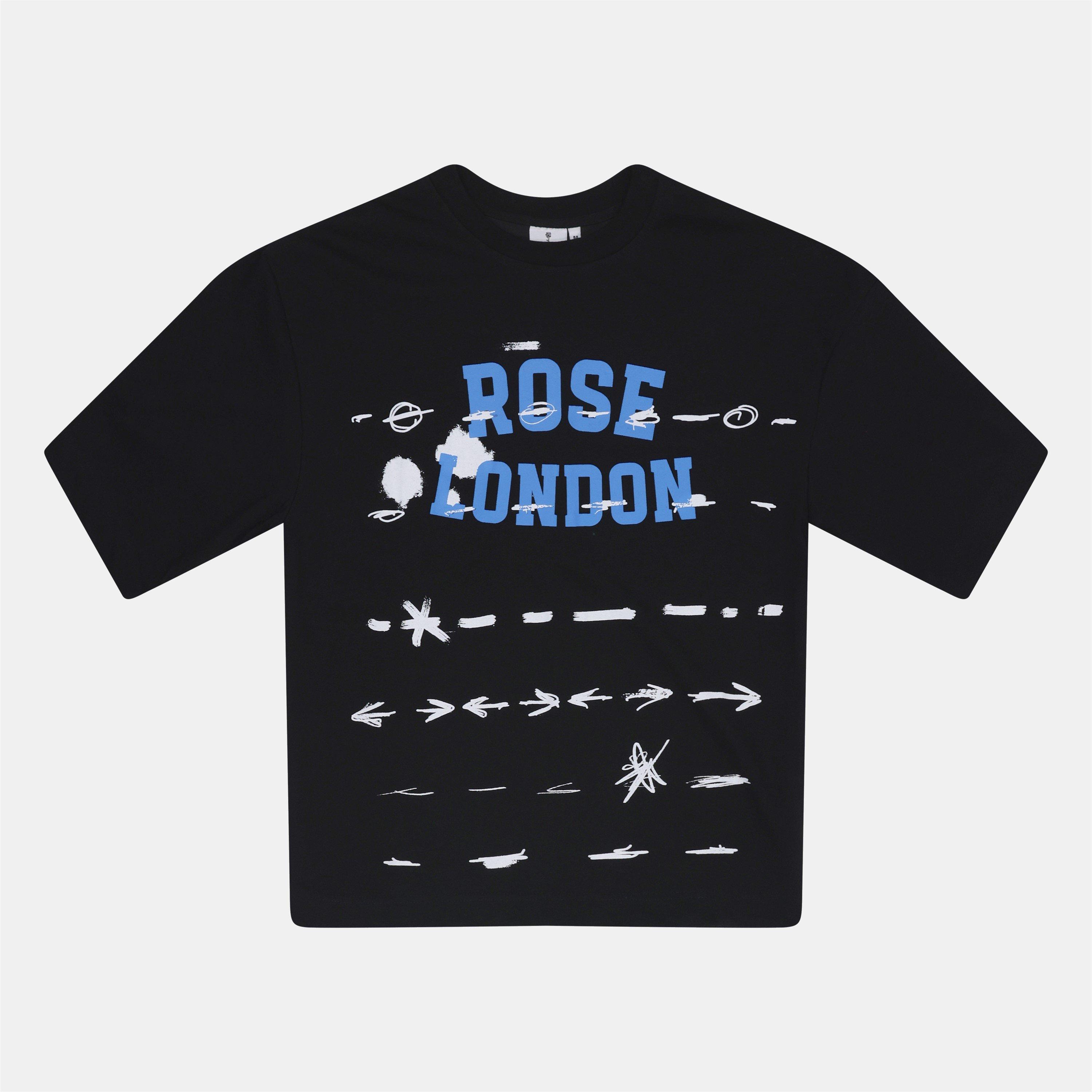 Black - Rose London - Graffiti Stripe T-shirt - 1