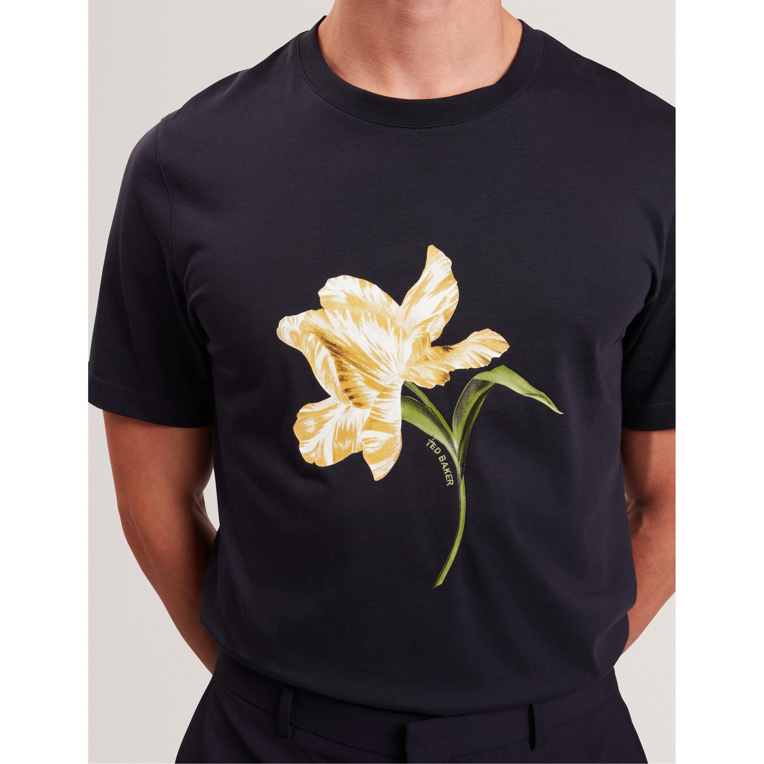 Navy - Ted Baker - Ted Flower Tshirt Sn61 - 4