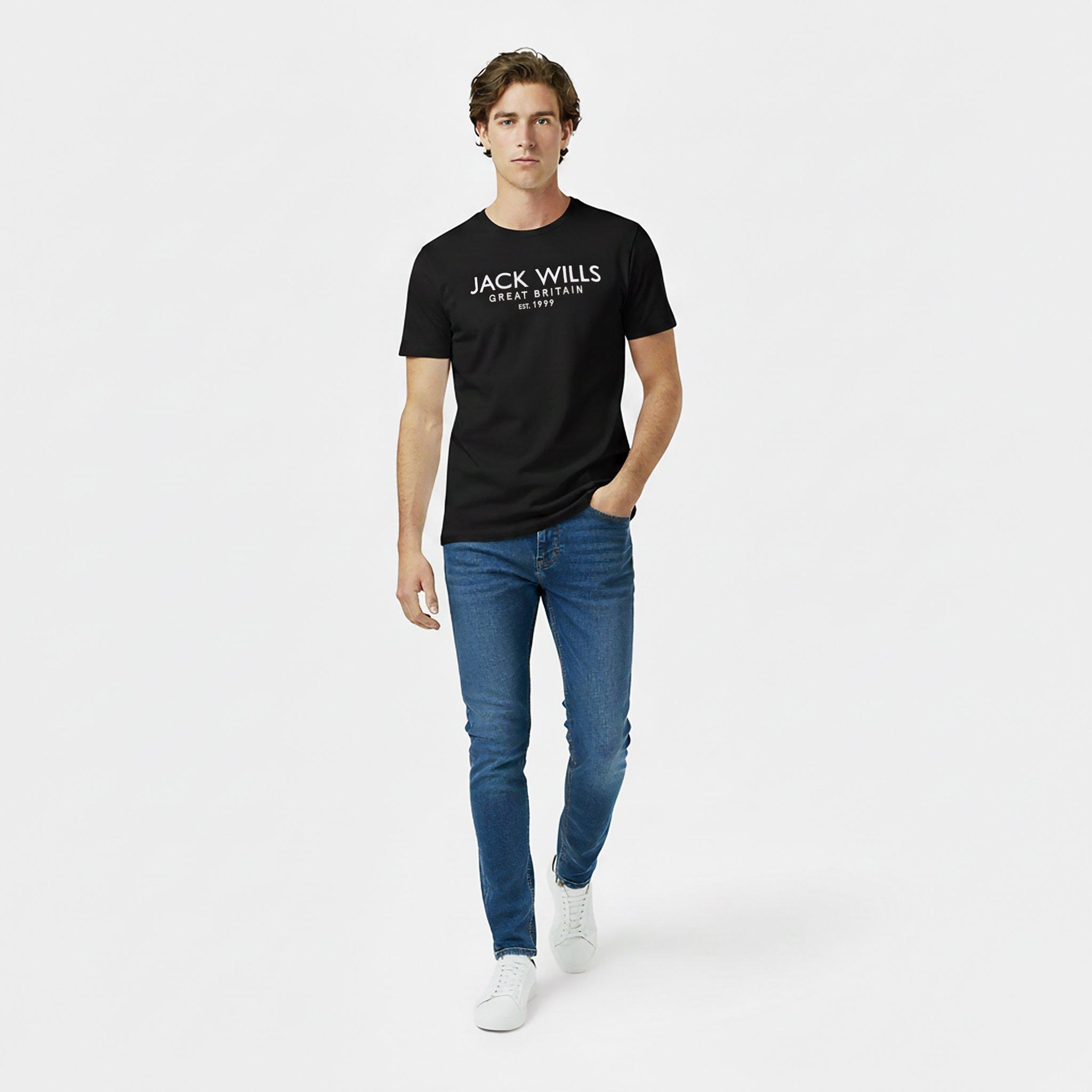 Black - Jack Wills - Carnaby Logo T-shirt Mens - 5
