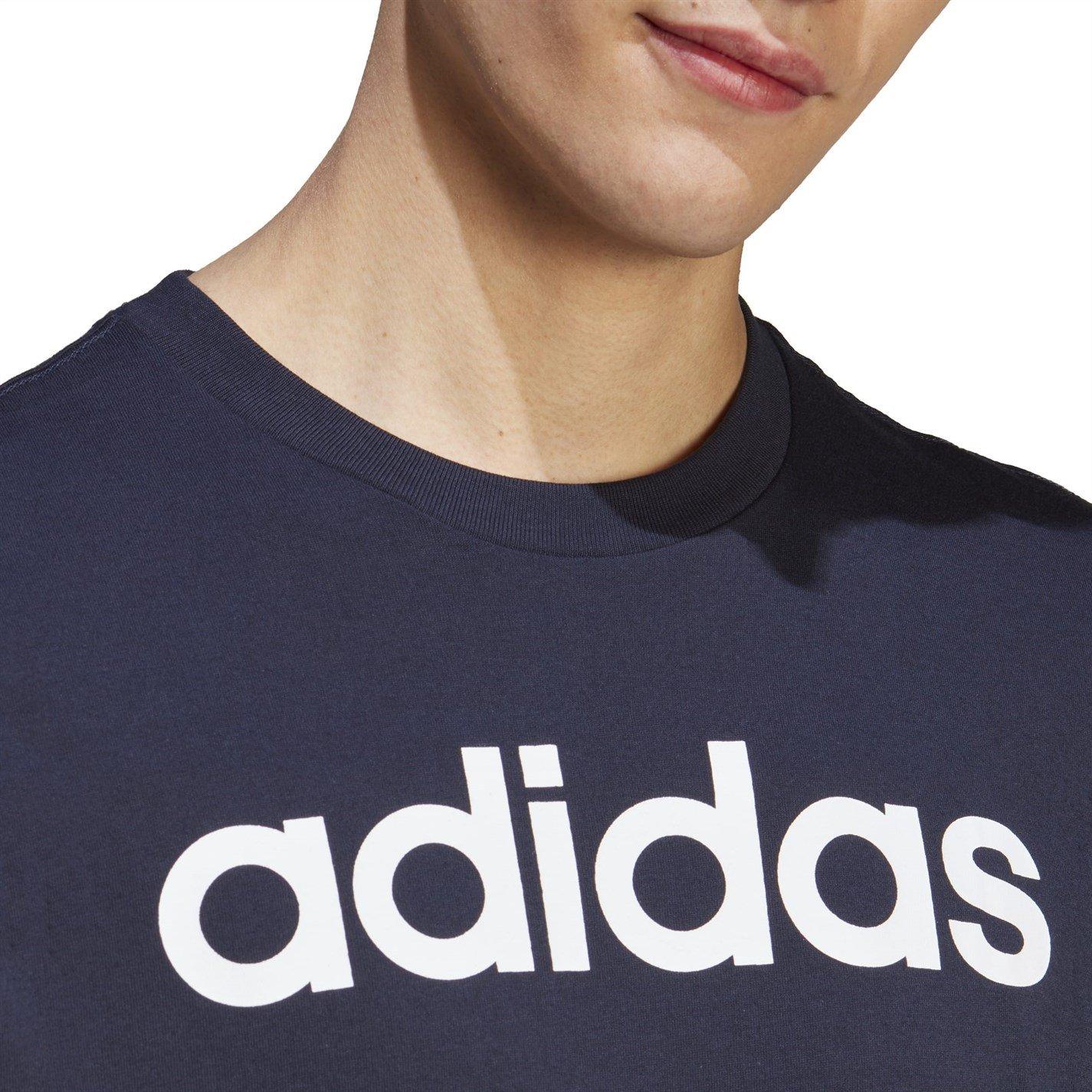 Marineblauwe Lijnvormige - adidas - Essentials Single Jersey Logo T-Shirt Mens - 4