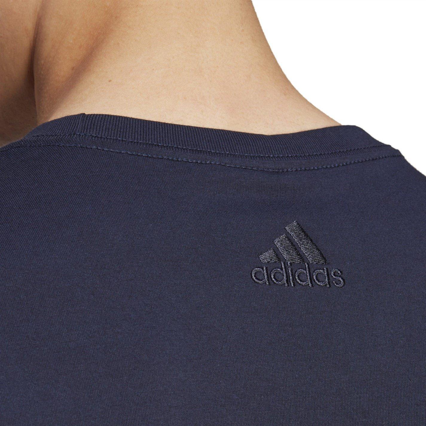 Marineblauwe Lijnvormige - adidas - Essentials Single Jersey Logo T-Shirt Mens - 5