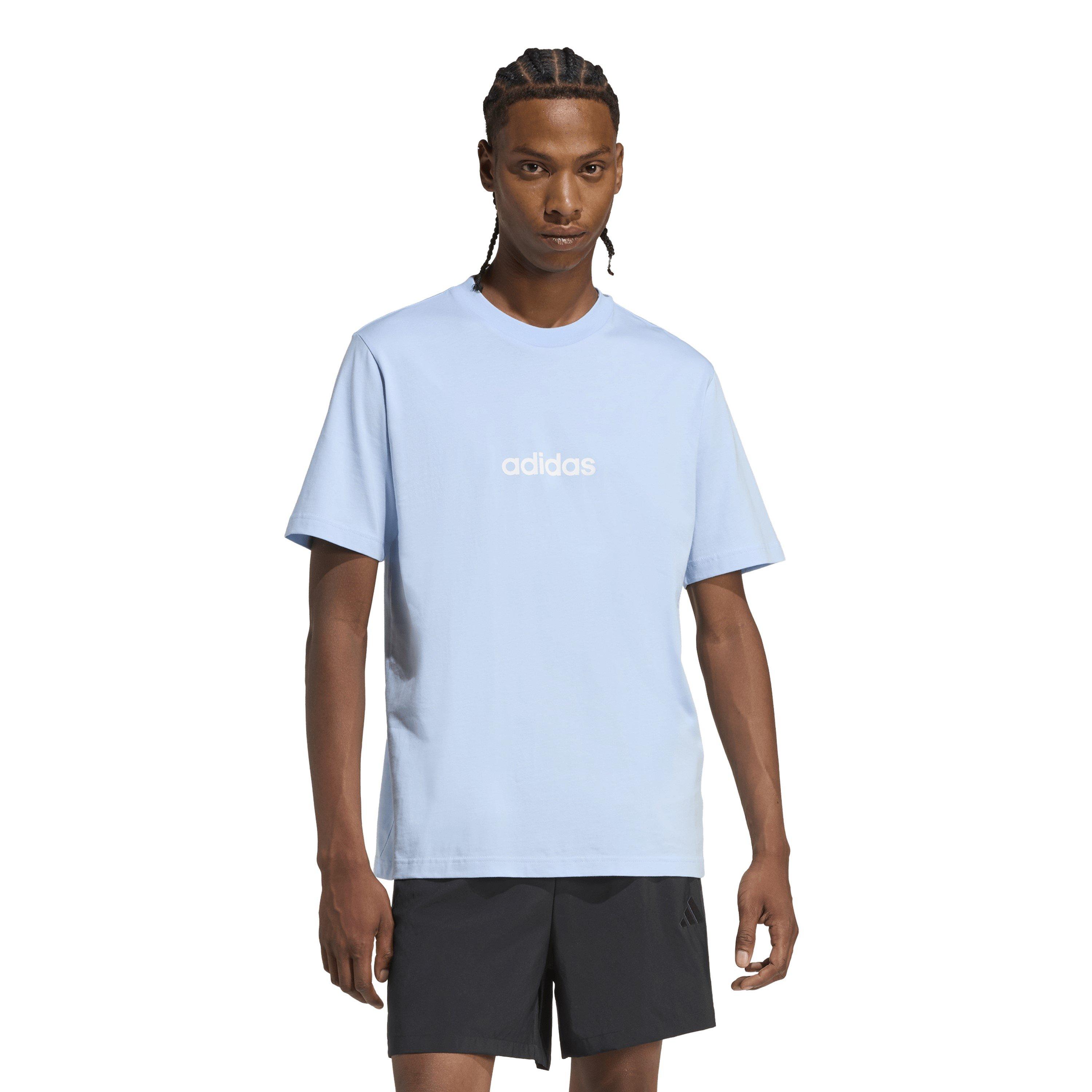 Adidas Men's Essentials Single Jersey Logo T-Shirt - Glow Blue Lin - L