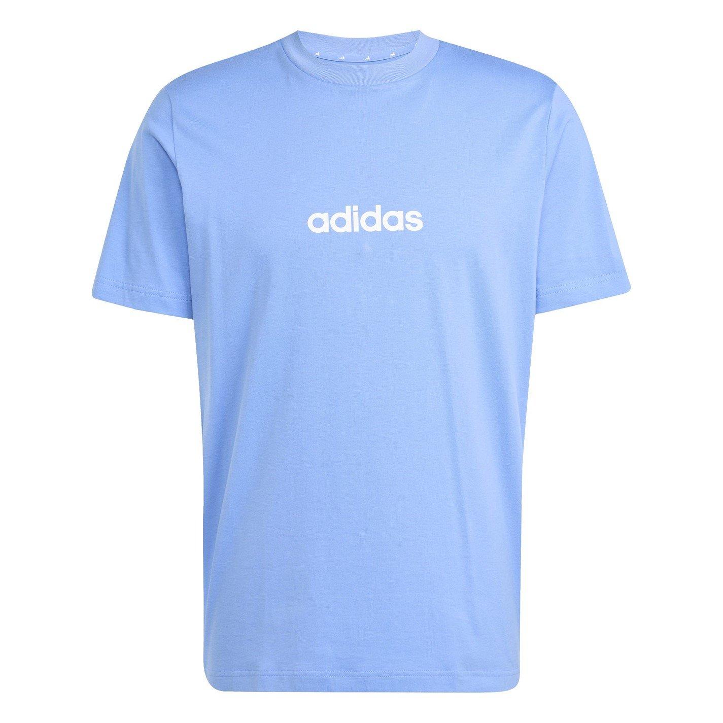 Adidas Men's Essentials Single Jersey Logo T-Shirt - Blue/White Lin - M
