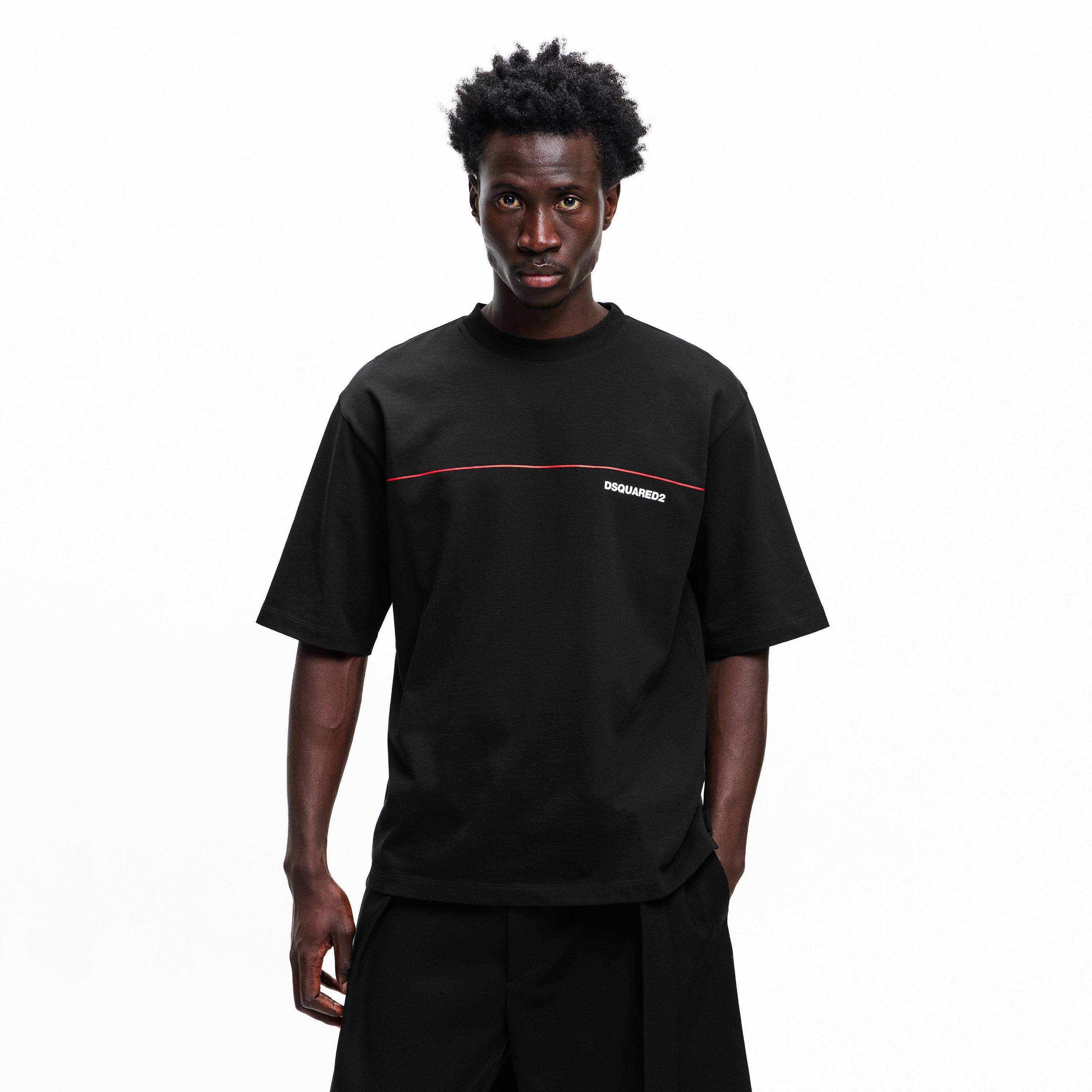 Black - DSquared2 - Men's DSQ Line Oversized T-Shirt - 3