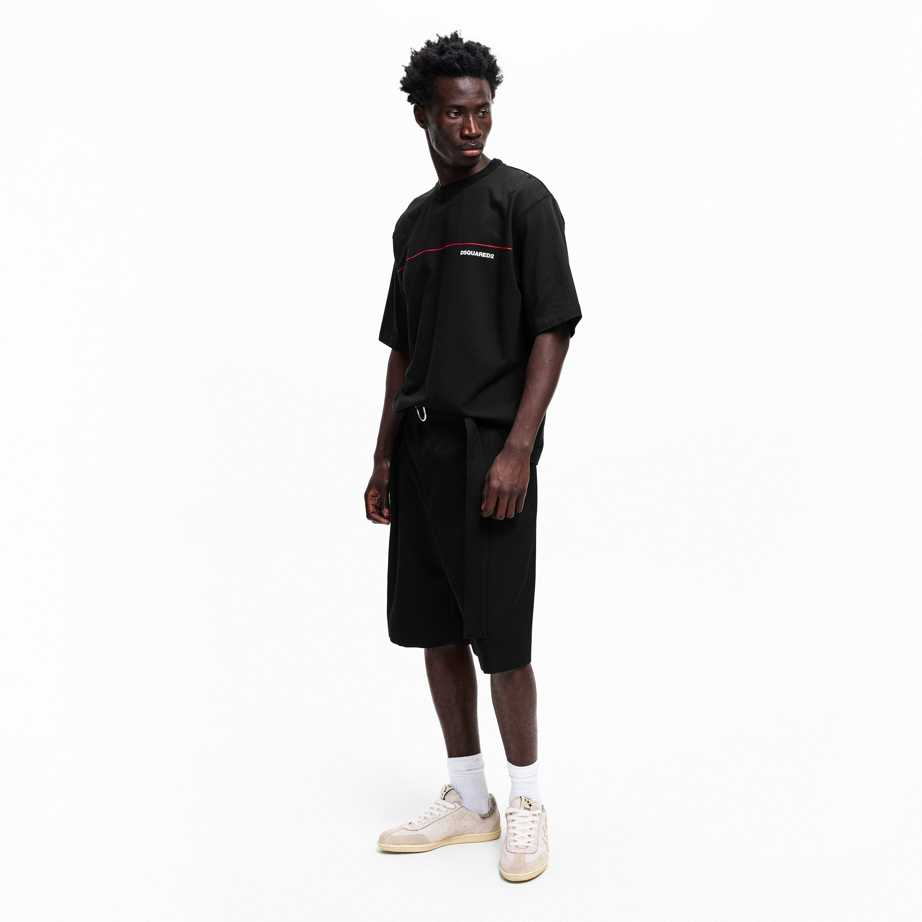 Black - DSquared2 - Men's DSQ Line Oversized T-Shirt - 6