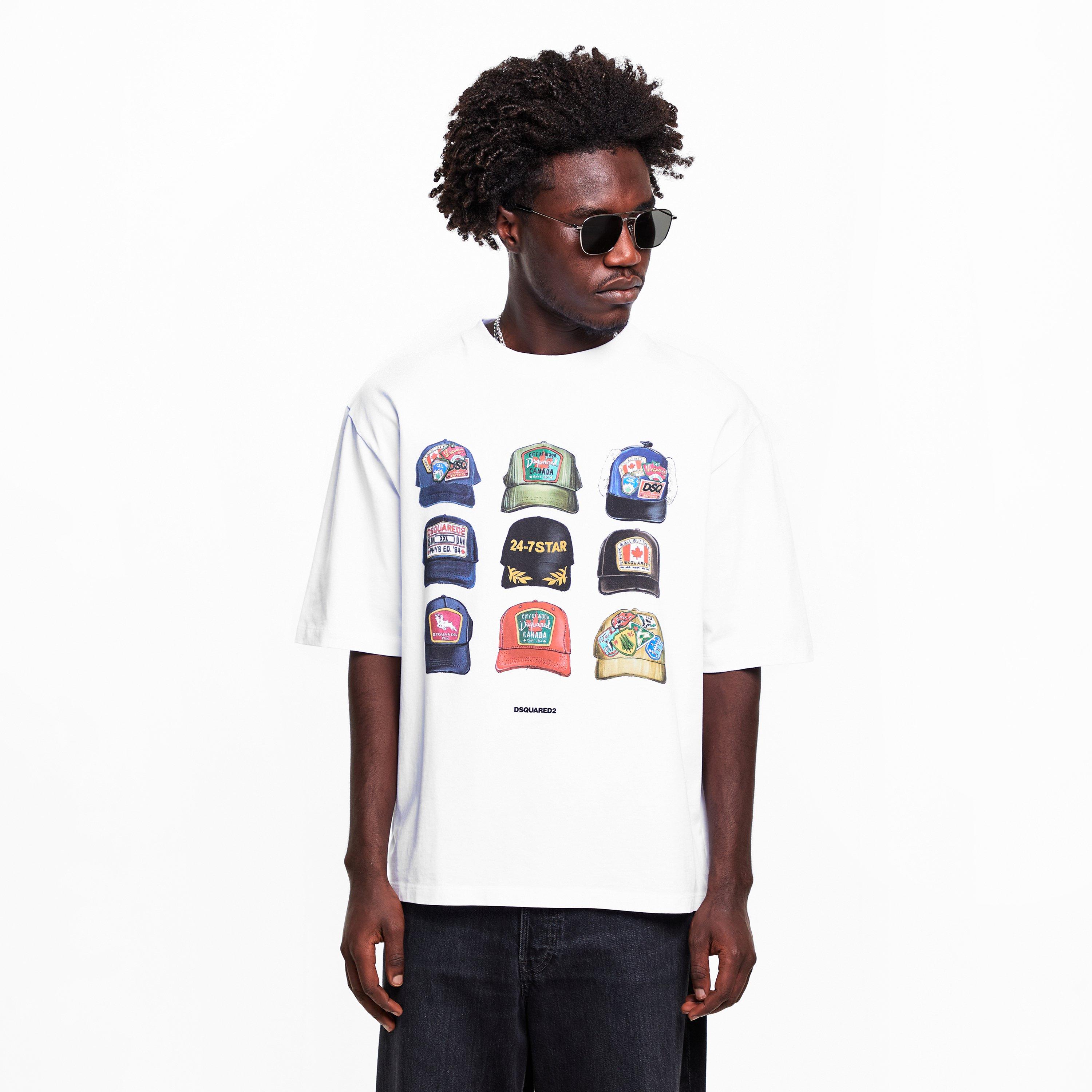White - DSquared2 - Men's DSQ Cap Oversized T-Shirt - 3