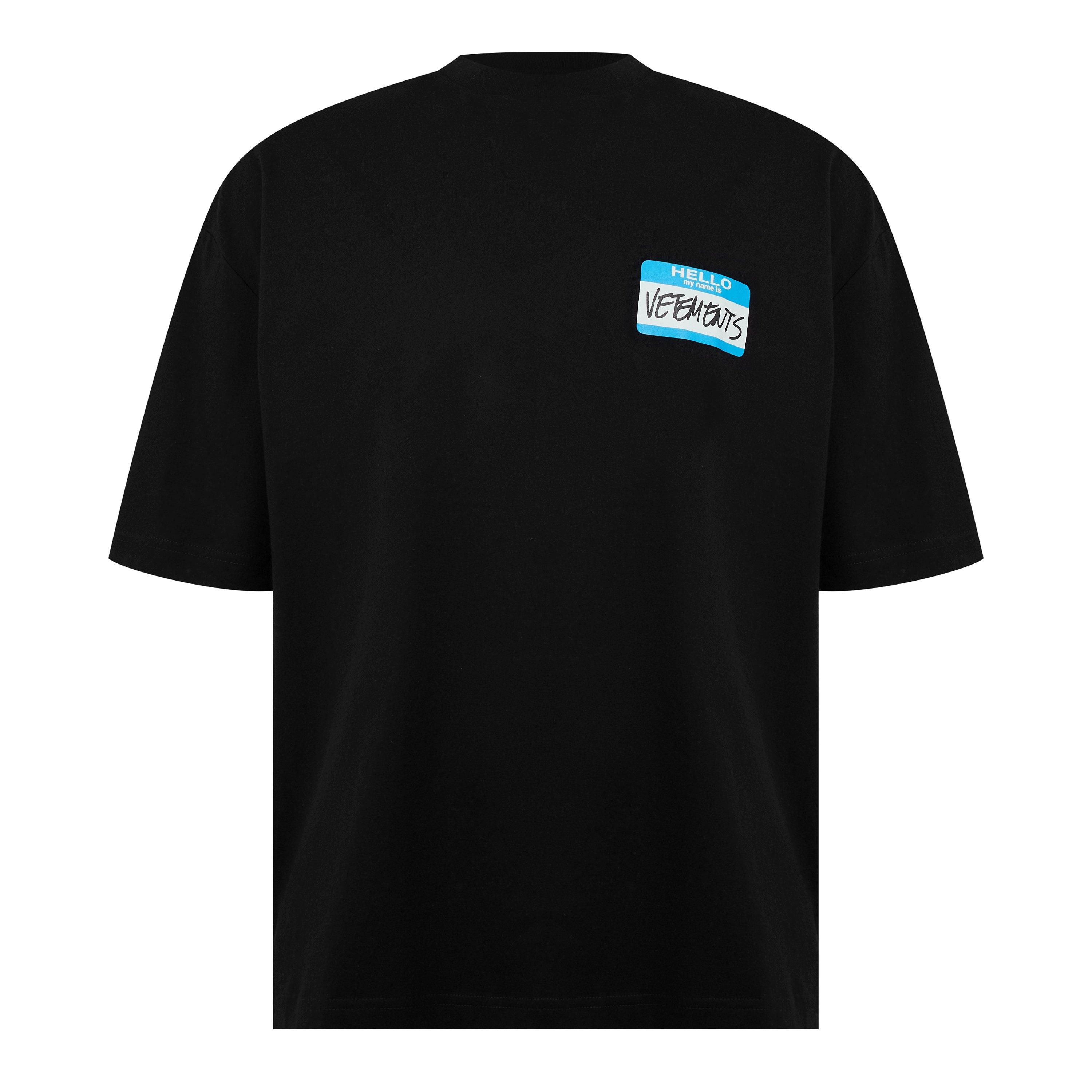 関税込【VETEMENTS】Name Badge T-Shirt White VETEMENTS Name Tag White T-shirt - Blue Logo Oversize Fit