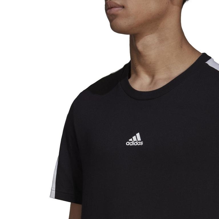 Noir - adidas - 3 Stripe T Shirt Mens - 5