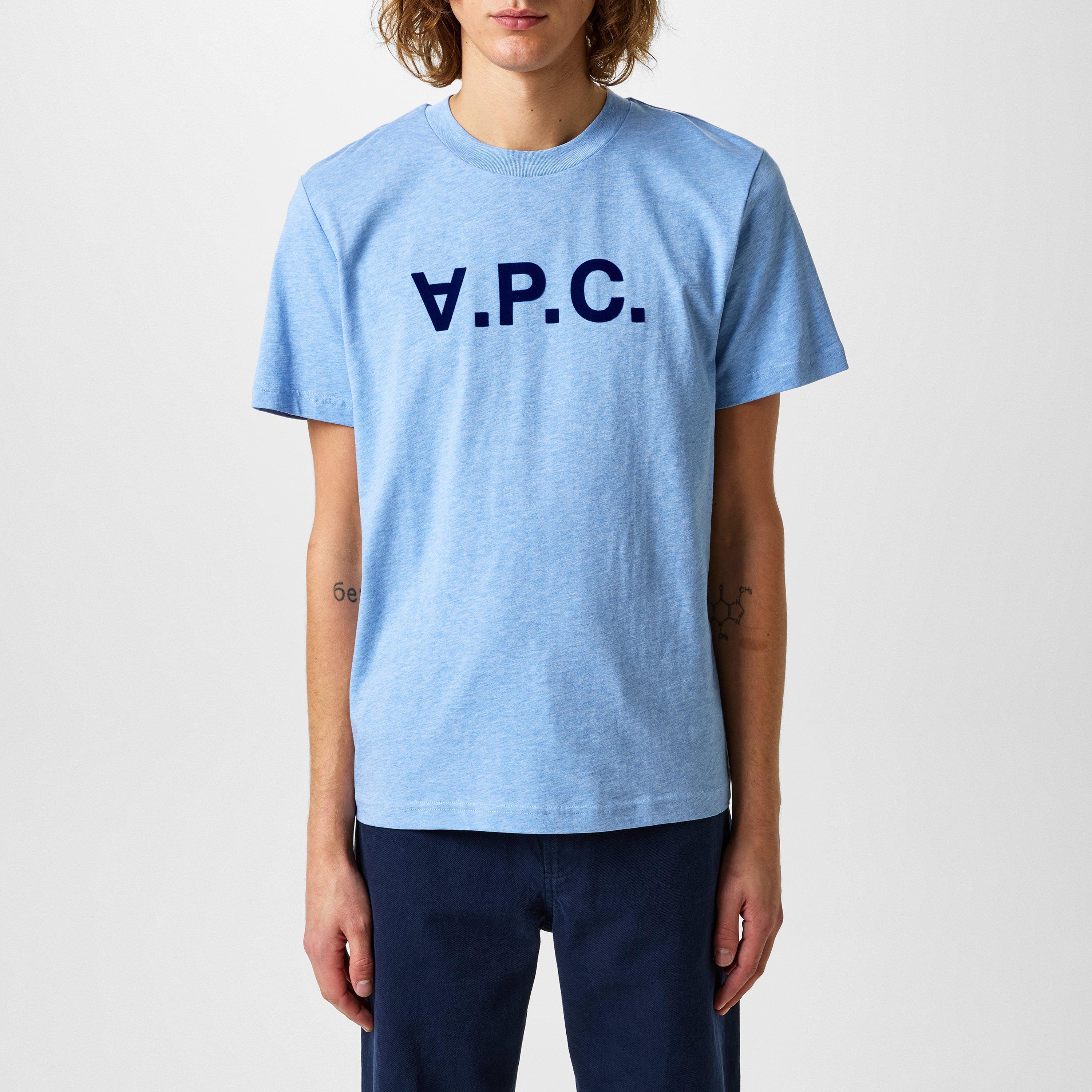 Tシャツ・カットソー A.P.C. Men T-shirt Blue COBQXM26485 IAK A.P.C. Logo Print T-shirt | Blue | FARFETCH
