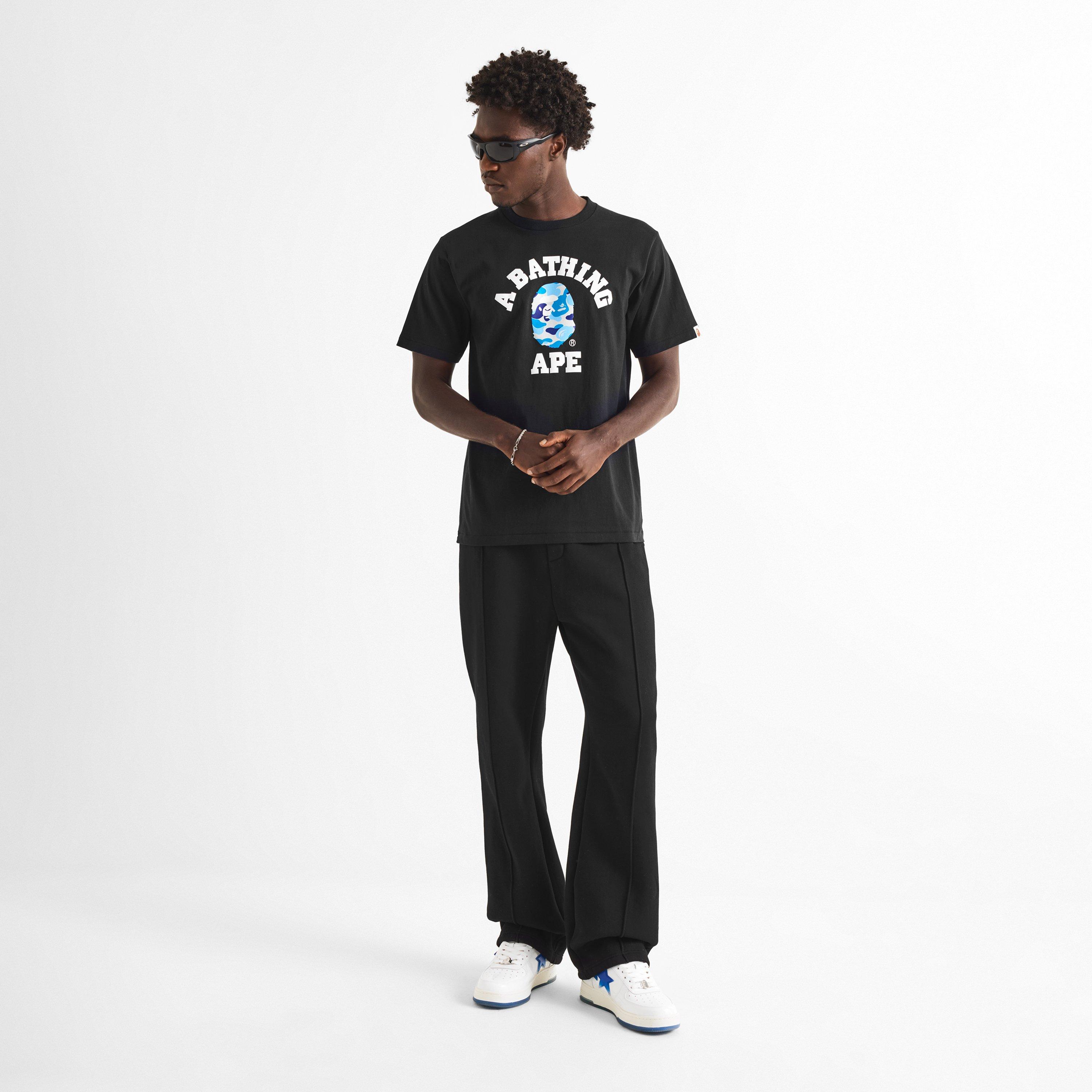 Black/Blue Cam - A Bathing Ape - Men's ABC College Graphic Cotton Crew-Neck Short-Sleeve T-Shirt - 5
