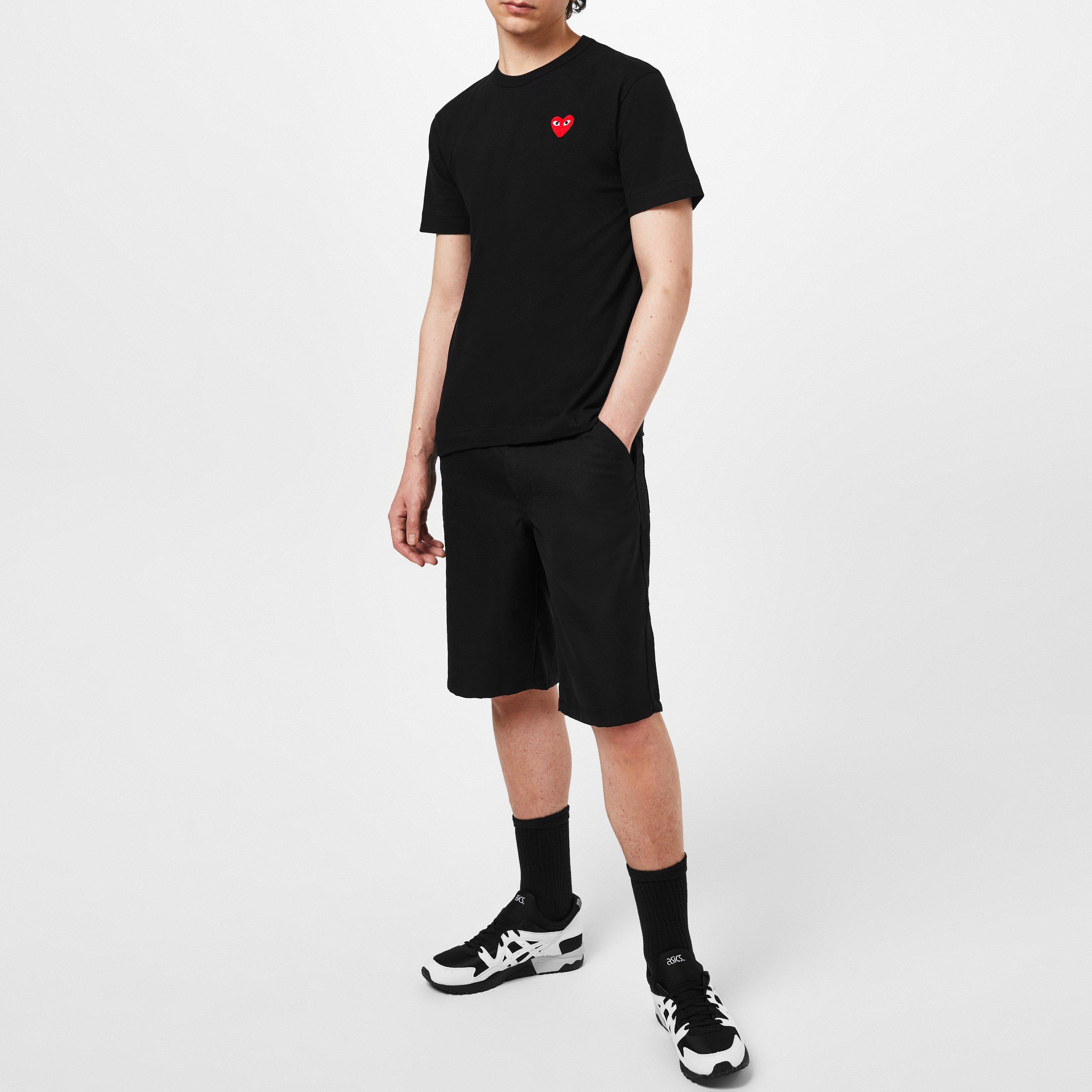 Black/Red - Comme des Garcons PLAY - Small Peeping Heart Patch T-Shirt - 3