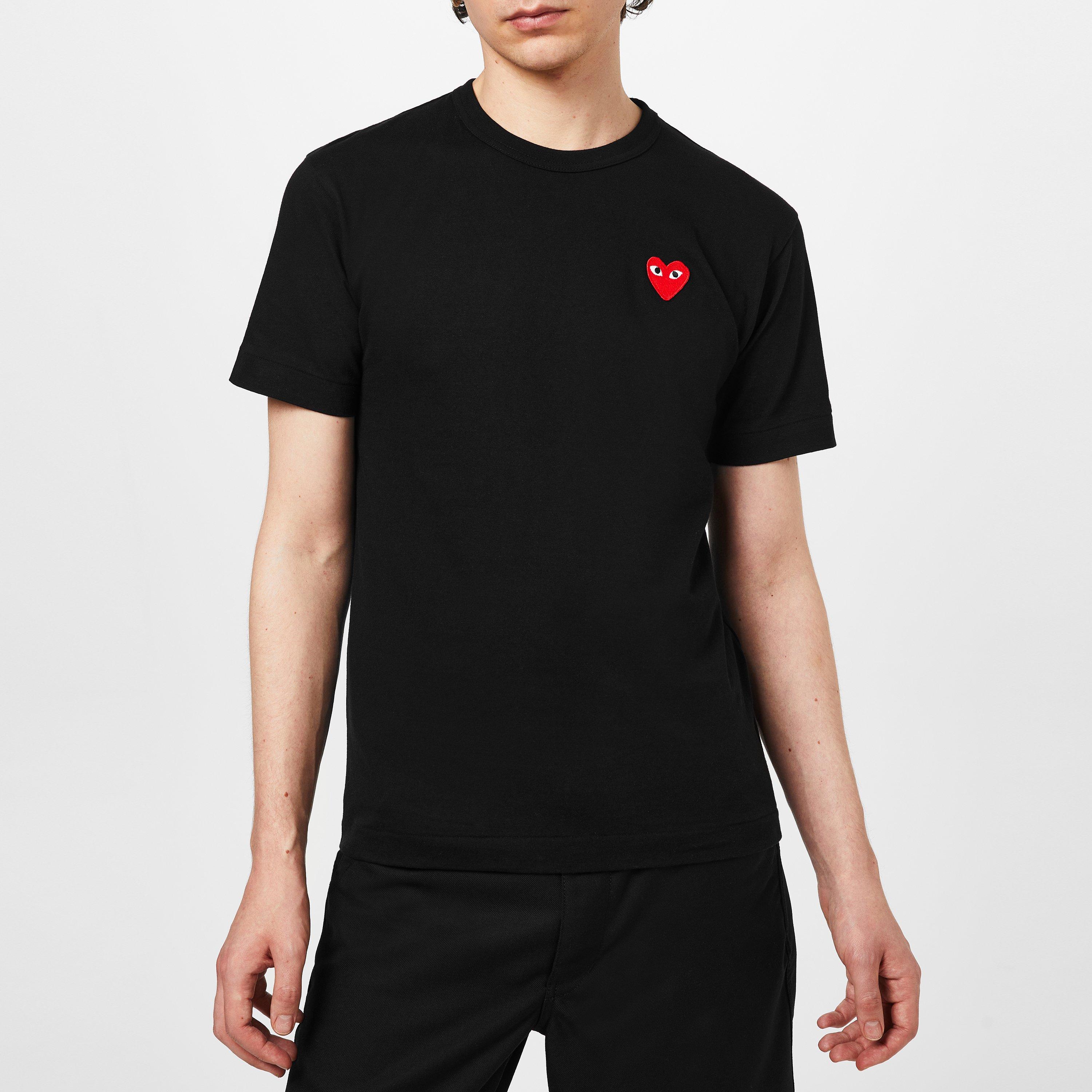 Black/Red - Comme des Garcons PLAY - Small Peeping Heart Patch T-Shirt - 5
