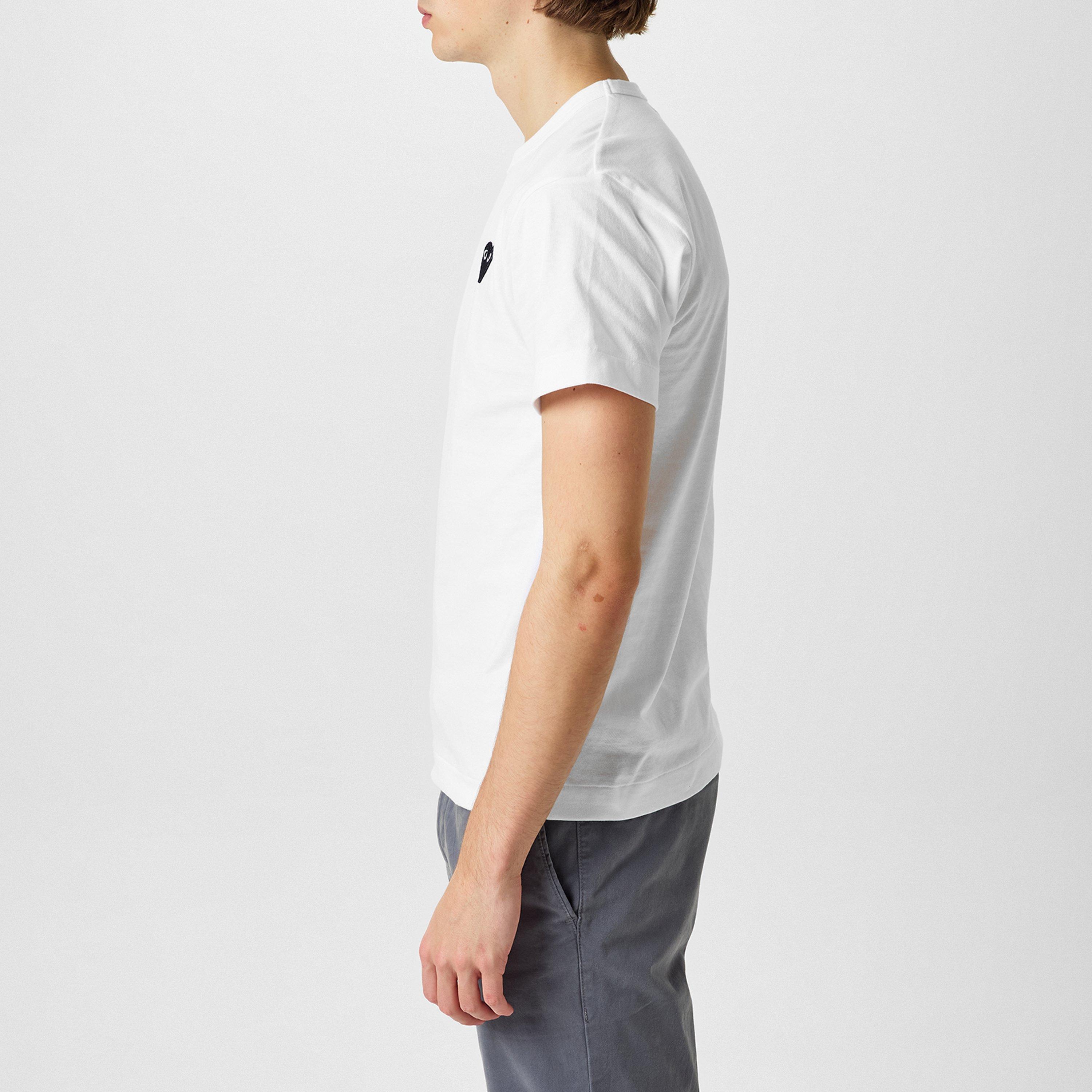 White/Black - Comme des Garcons PLAY - Small Peeping Heart Patch T-Shirt - 5
