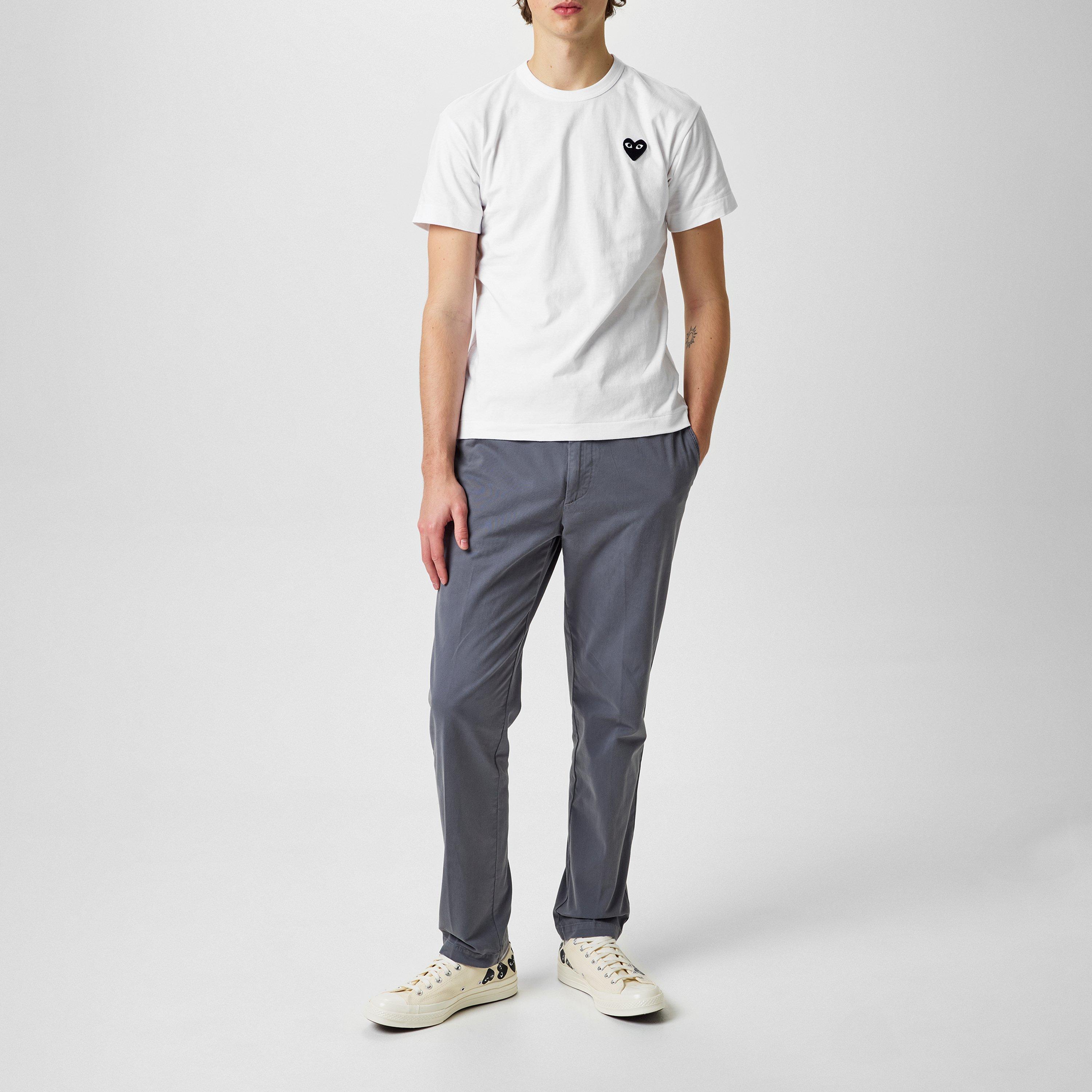 White/Black - Comme des Garcons PLAY - Small Peeping Heart Patch T-Shirt - 6