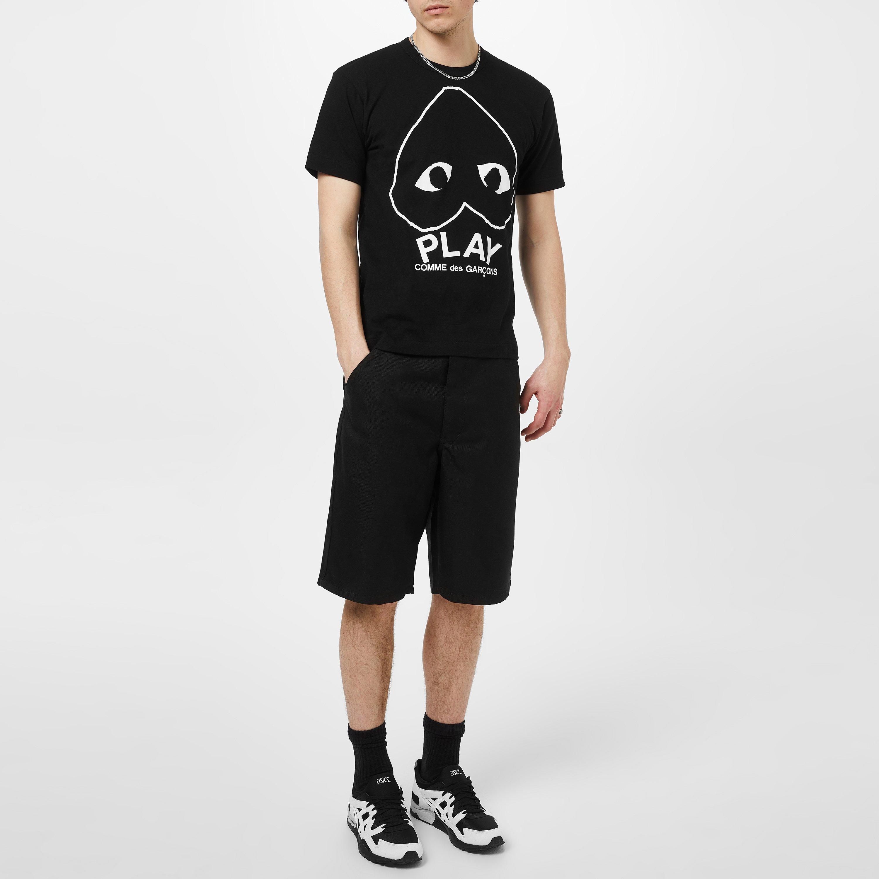 Black/White 1 - Comme des Garcons PLAY - Logo Print Cotton T-Shirt - 5