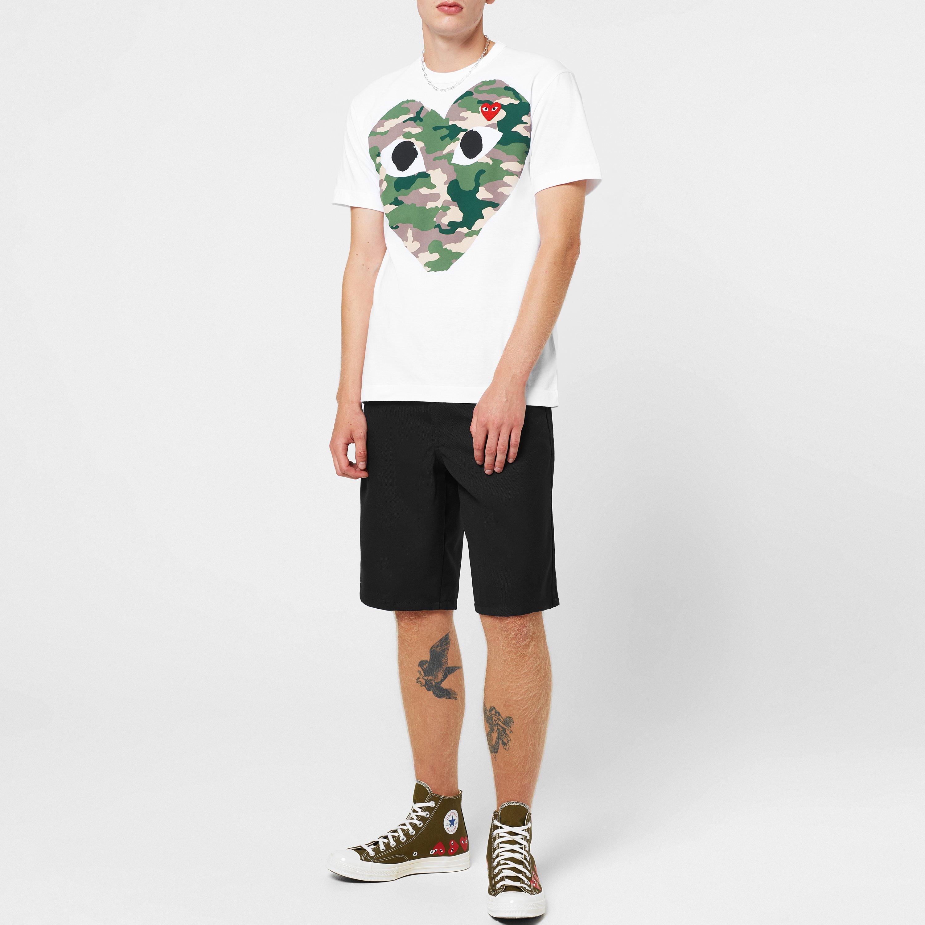 White/Camo - Comme des Garcons PLAY - Big Heart Camouflage T-Shirt - 5
