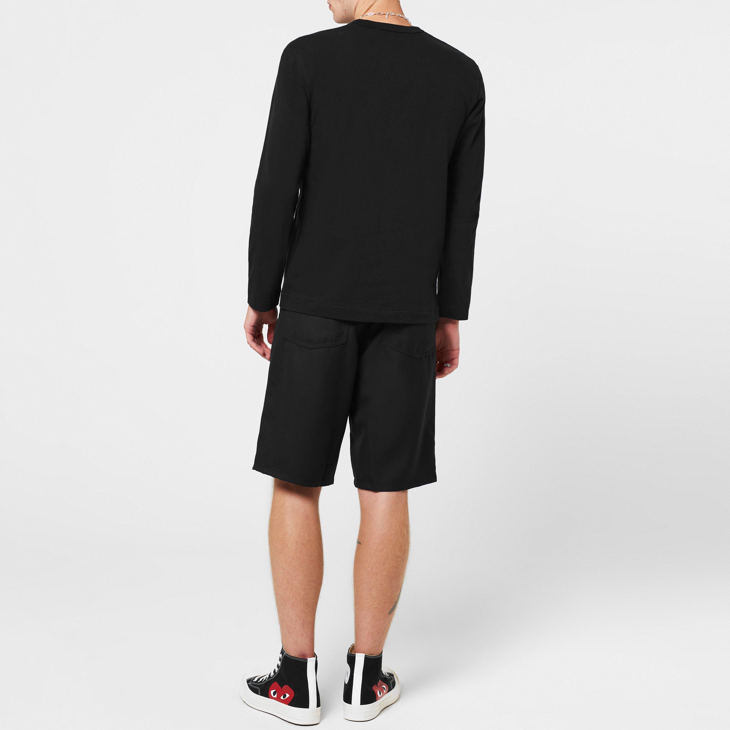 Black/Red - Comme des Garcons PLAY - Long Sleeve Basic Logo T-Shirt - 4