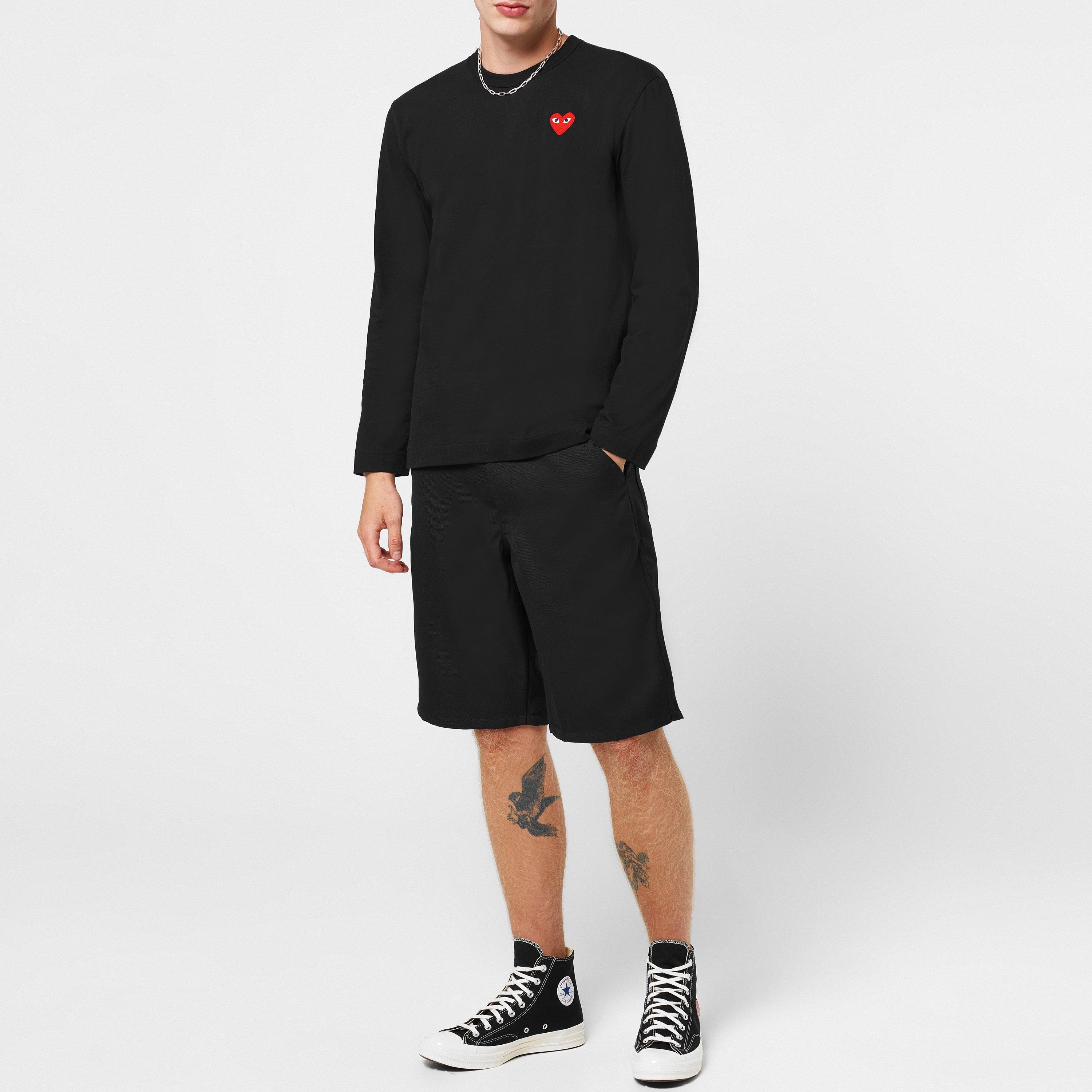 Black/Red - Comme des Garcons PLAY - Long Sleeve Basic Logo T-Shirt - 5