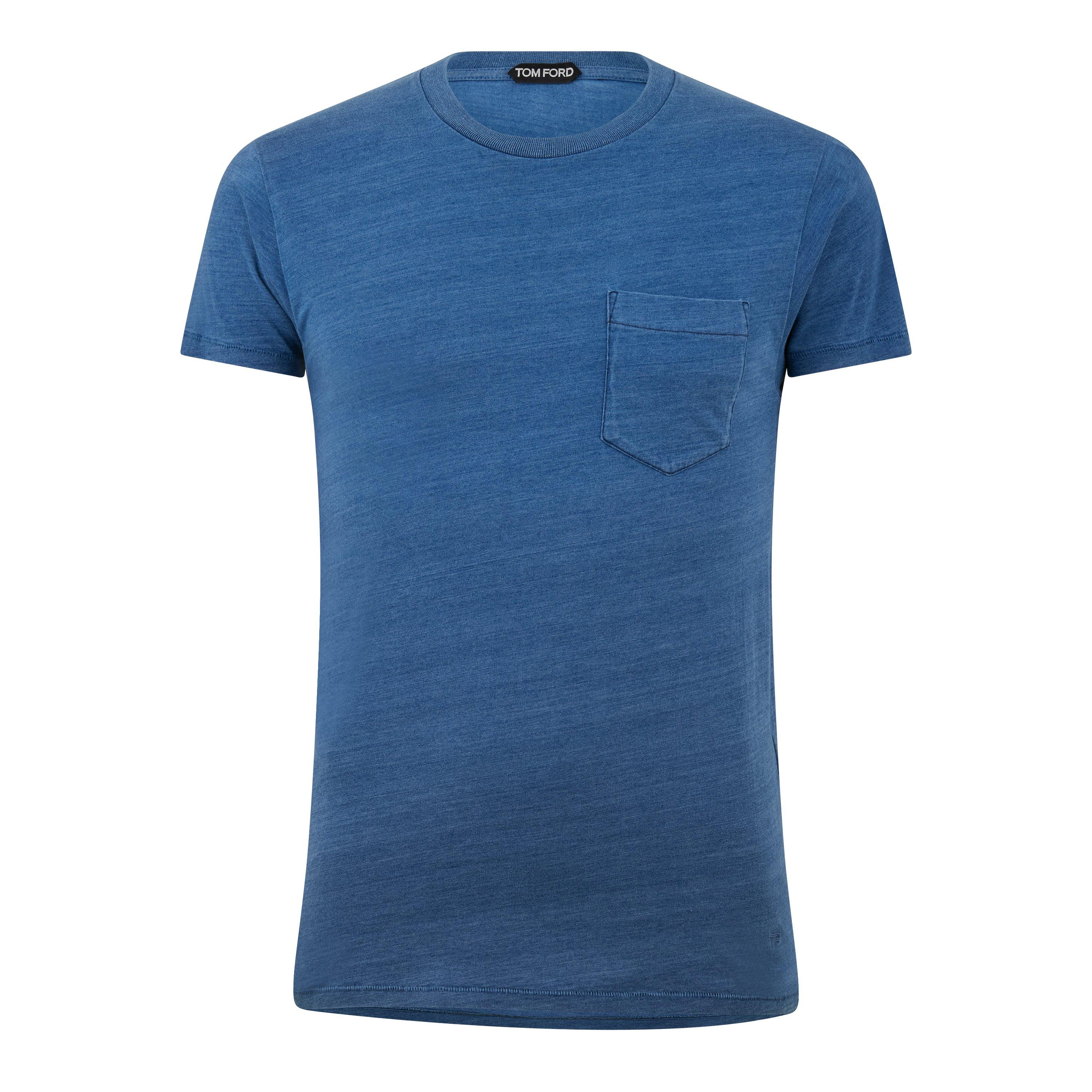 Denim Blue - Tom Ford - Men's Indigo Dye Regular Fit Crewneck T-Shirt - 1