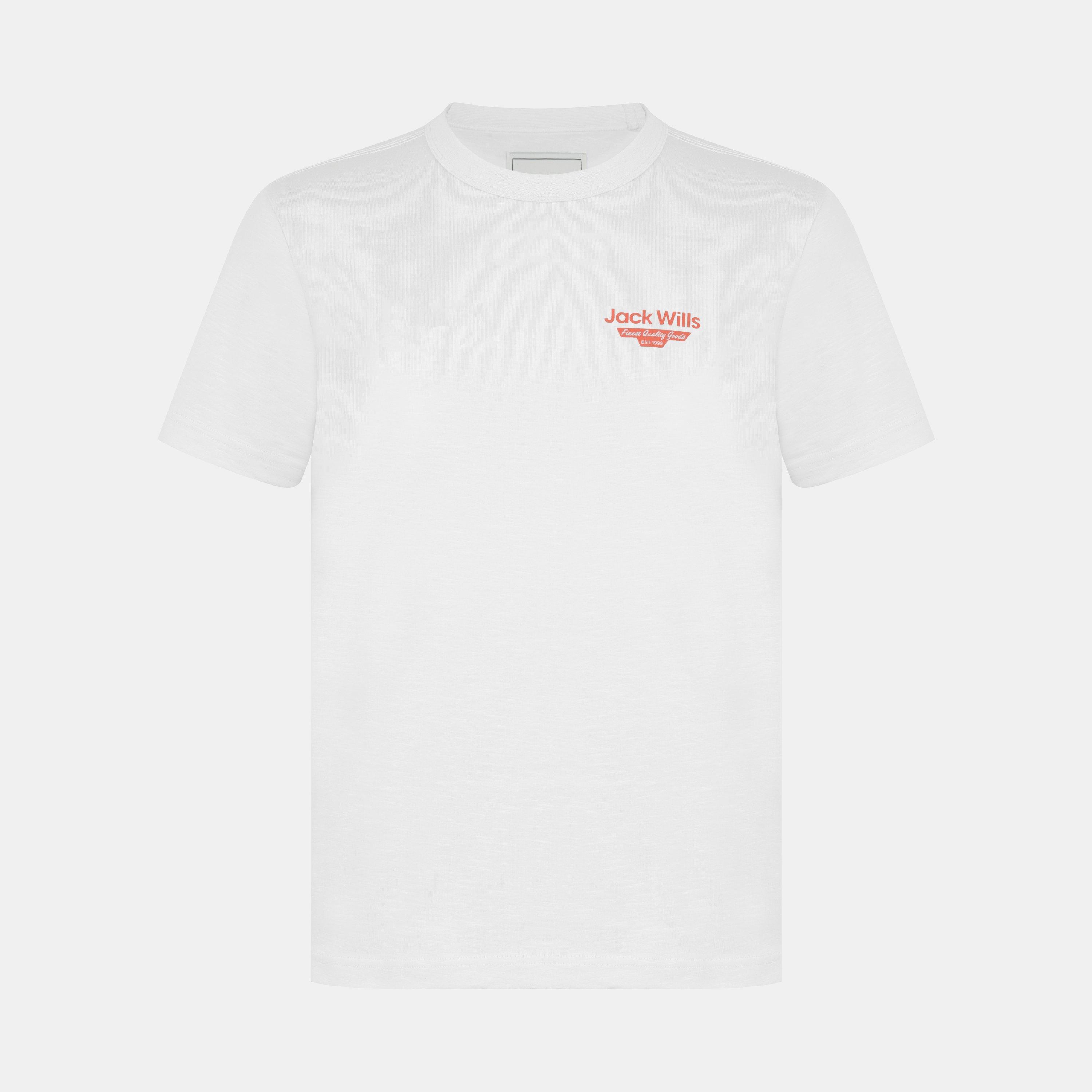 White - Jack Wills - Men's Staple Cotton Short Sleeve Crew Neck T-Shirt - 1