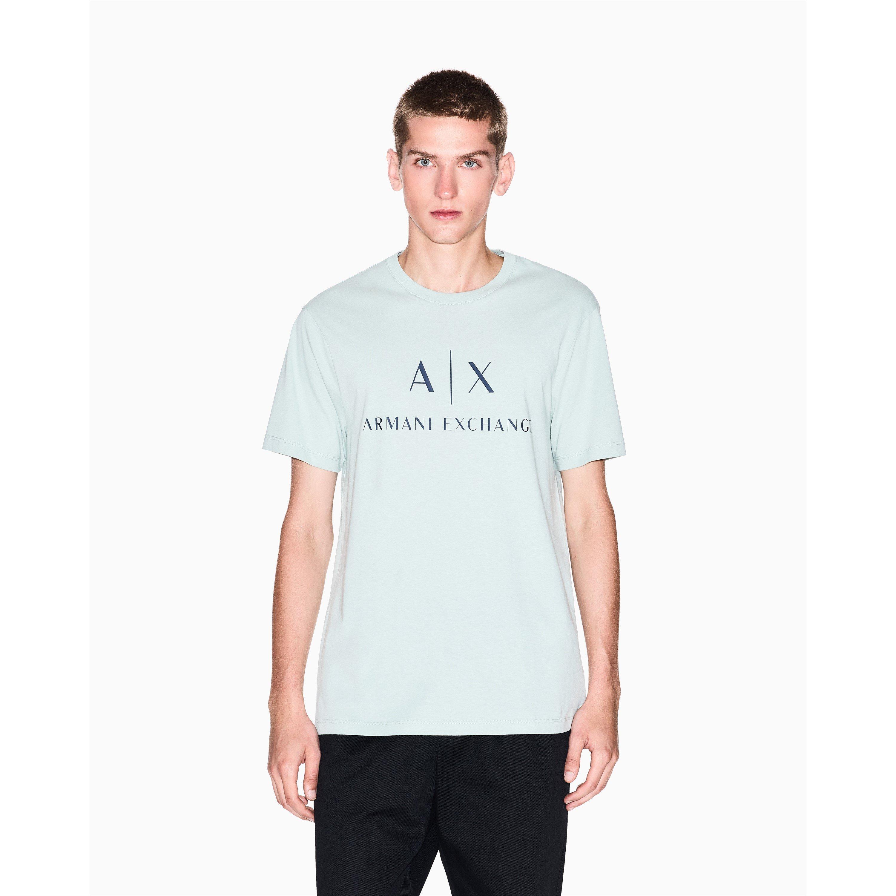 Armani Exchange Men's Aqua Grey Logo T-Shirt - XL