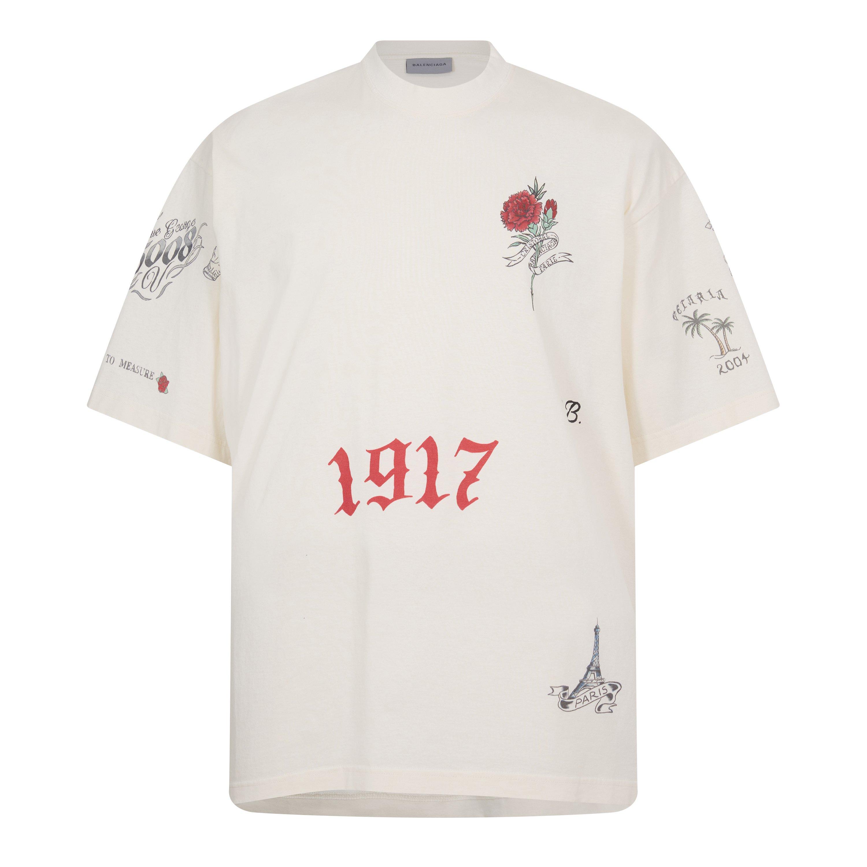 Cream - Balenciaga - Men's Oversized Fit T-Shirt - 1