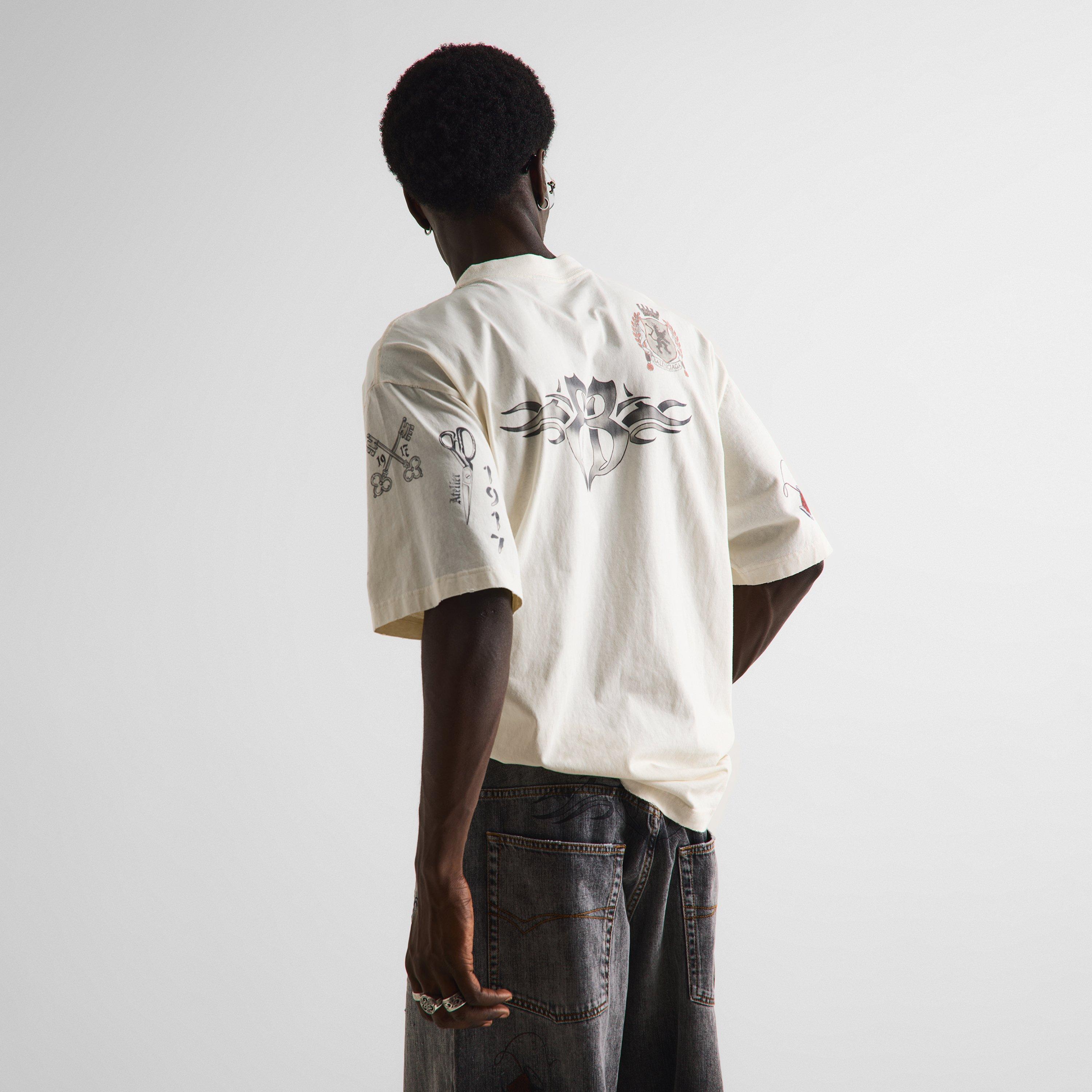 Cream - Balenciaga - Men's Oversized Fit T-Shirt - 4