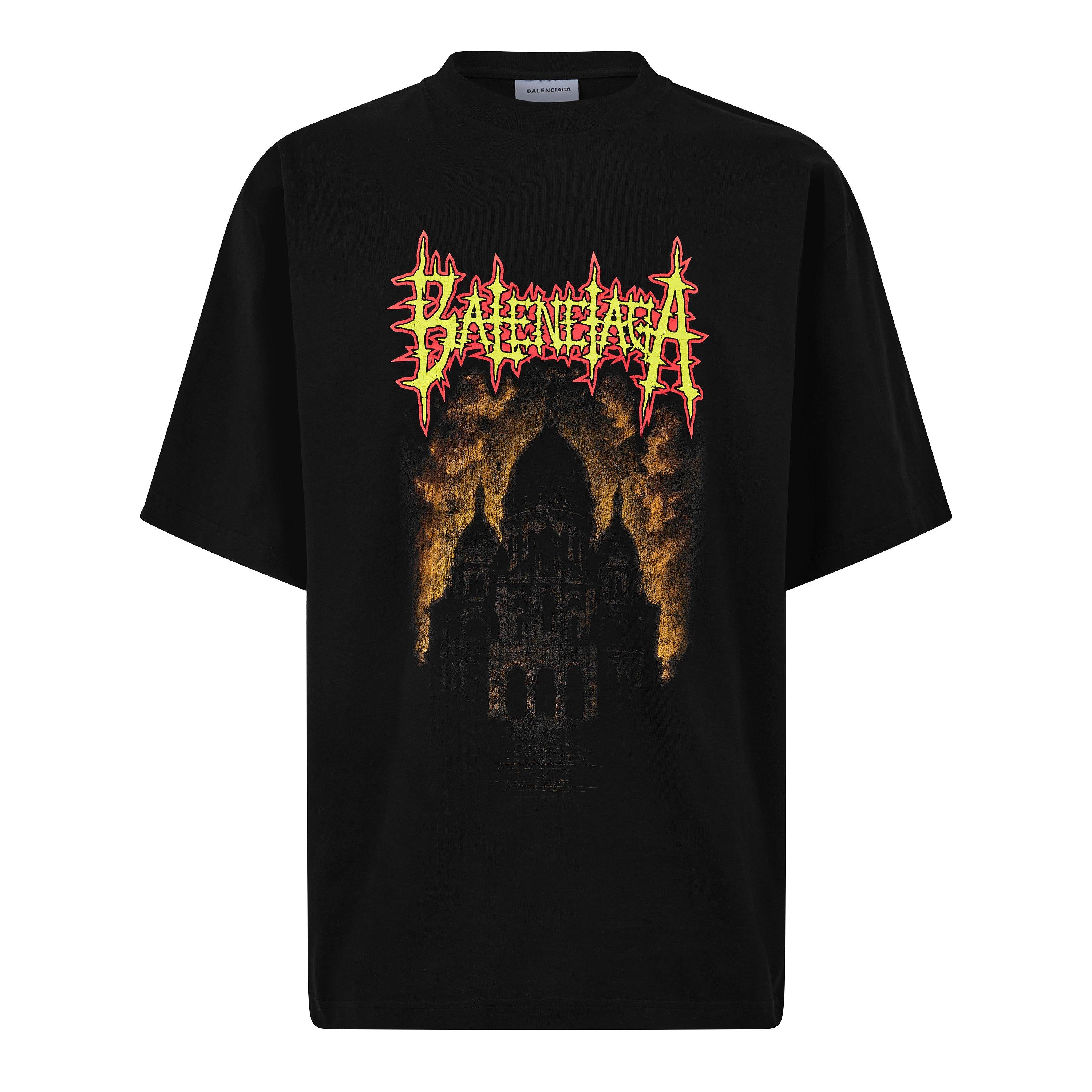 Balenciaga Men's Oversized Fit T-Shirt - Black - S