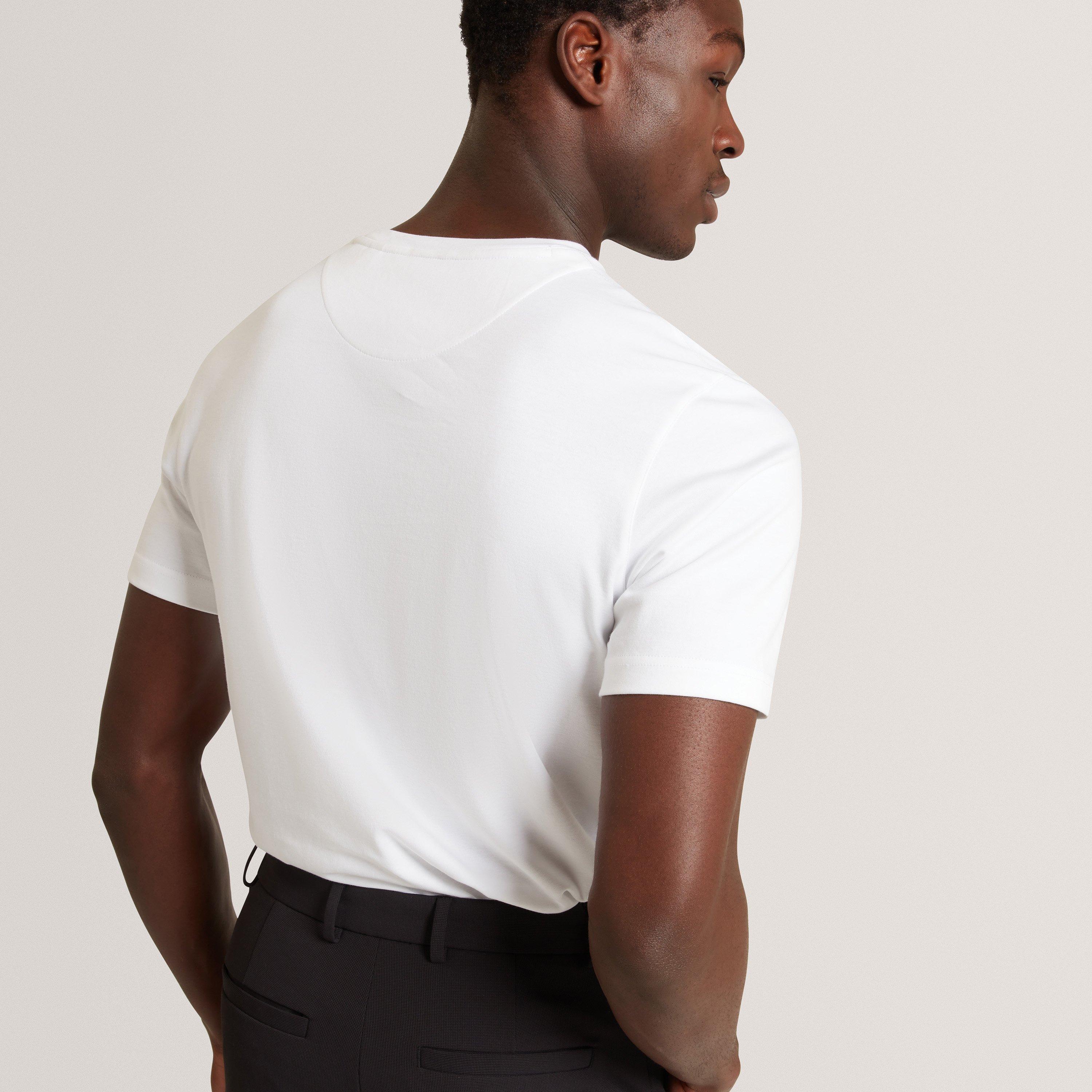 White - Ted Baker - Ted Baker SS Slim Soft Touch Tee - 4