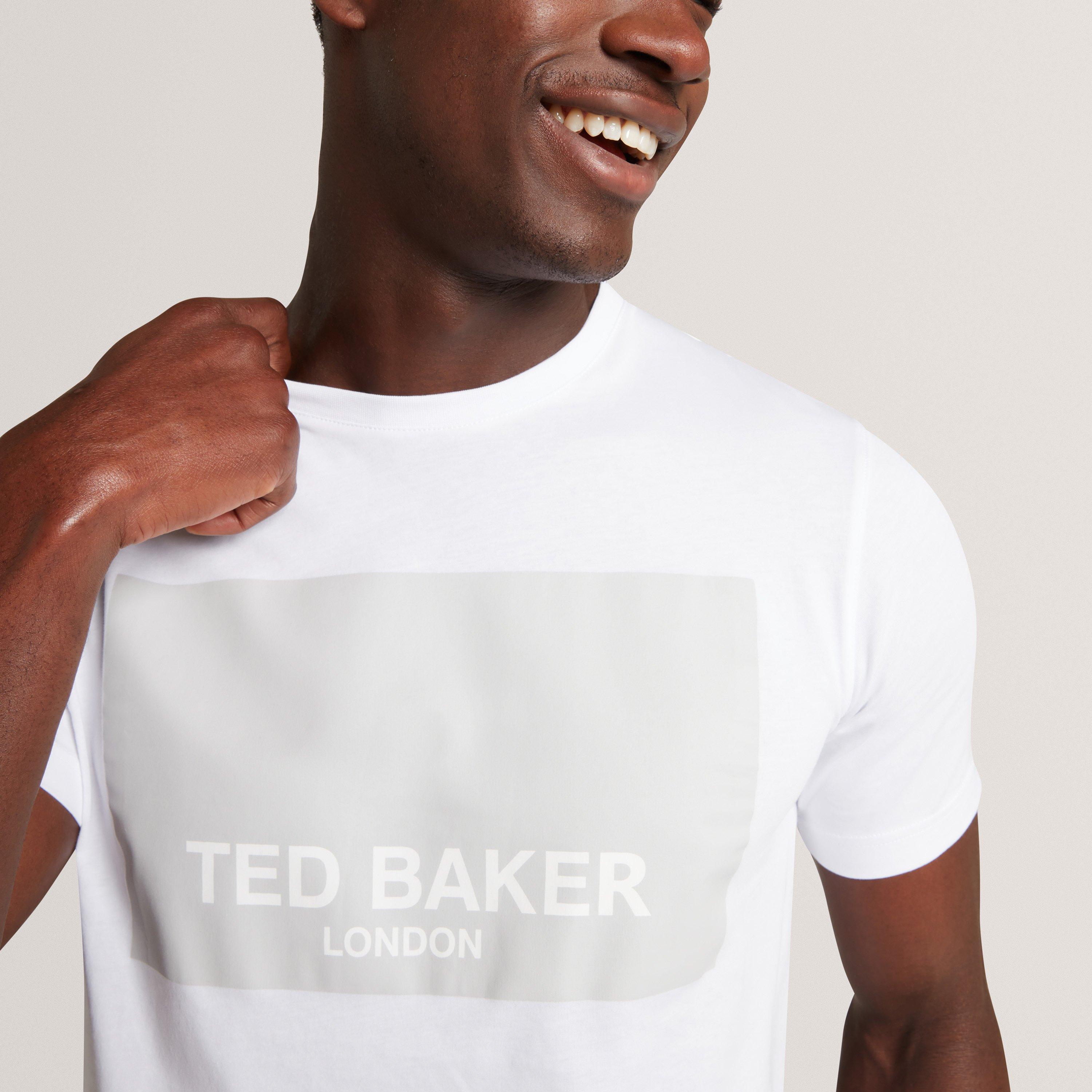 White - Ted Baker - Ted Baker SS Box Graphic Logo Tee - 4
